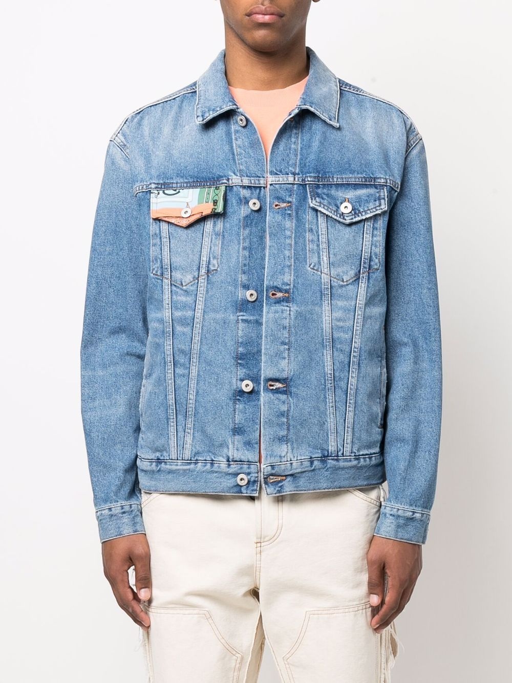 bandana-print denim jacket - 3