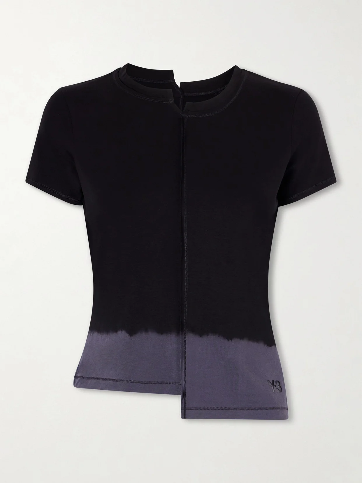 Asymmetric Two-tone Tencel Lyocell-blend Jersey T-shirt - 1