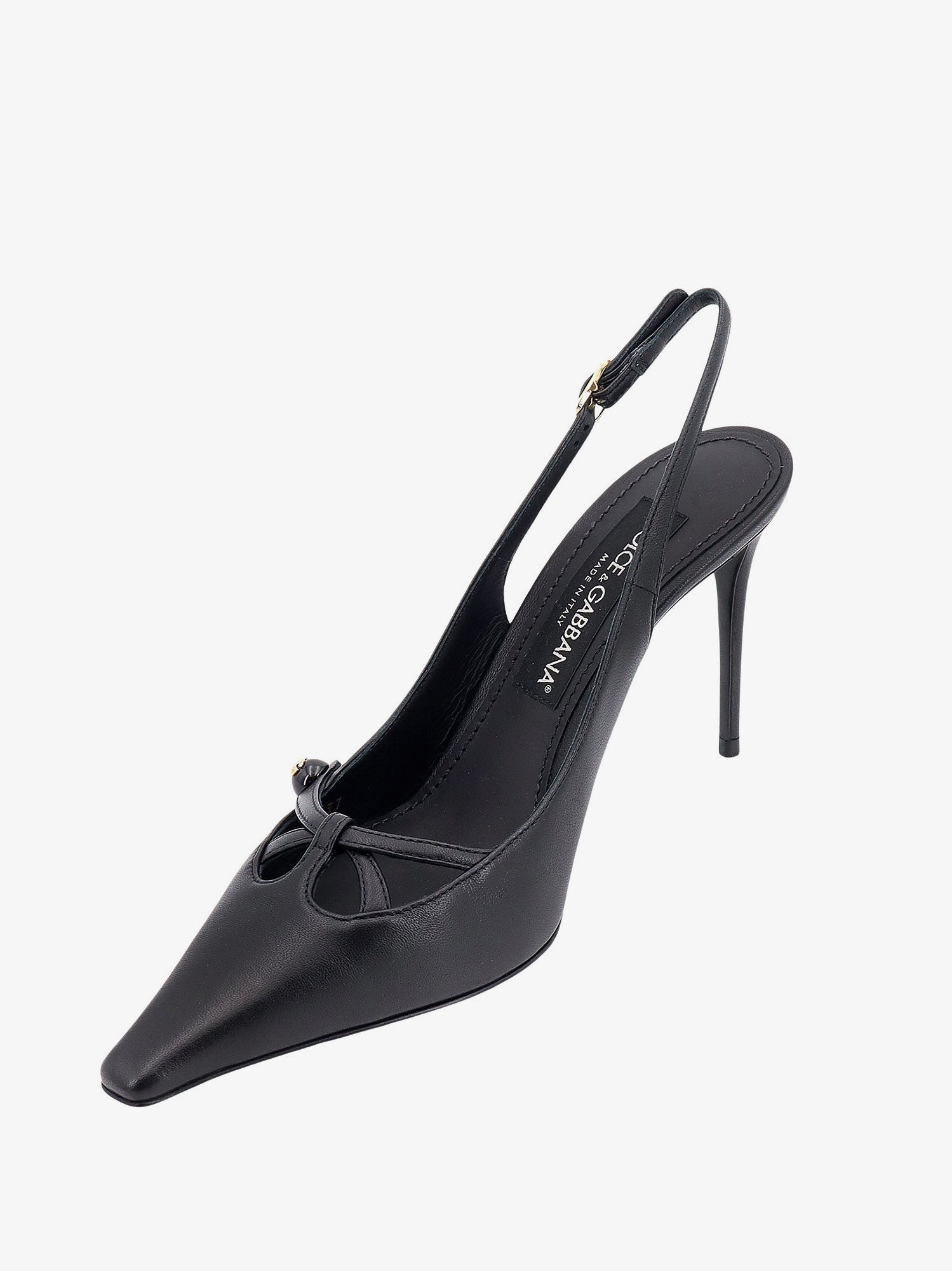 Leather Slingback With Metal Monogram - 5