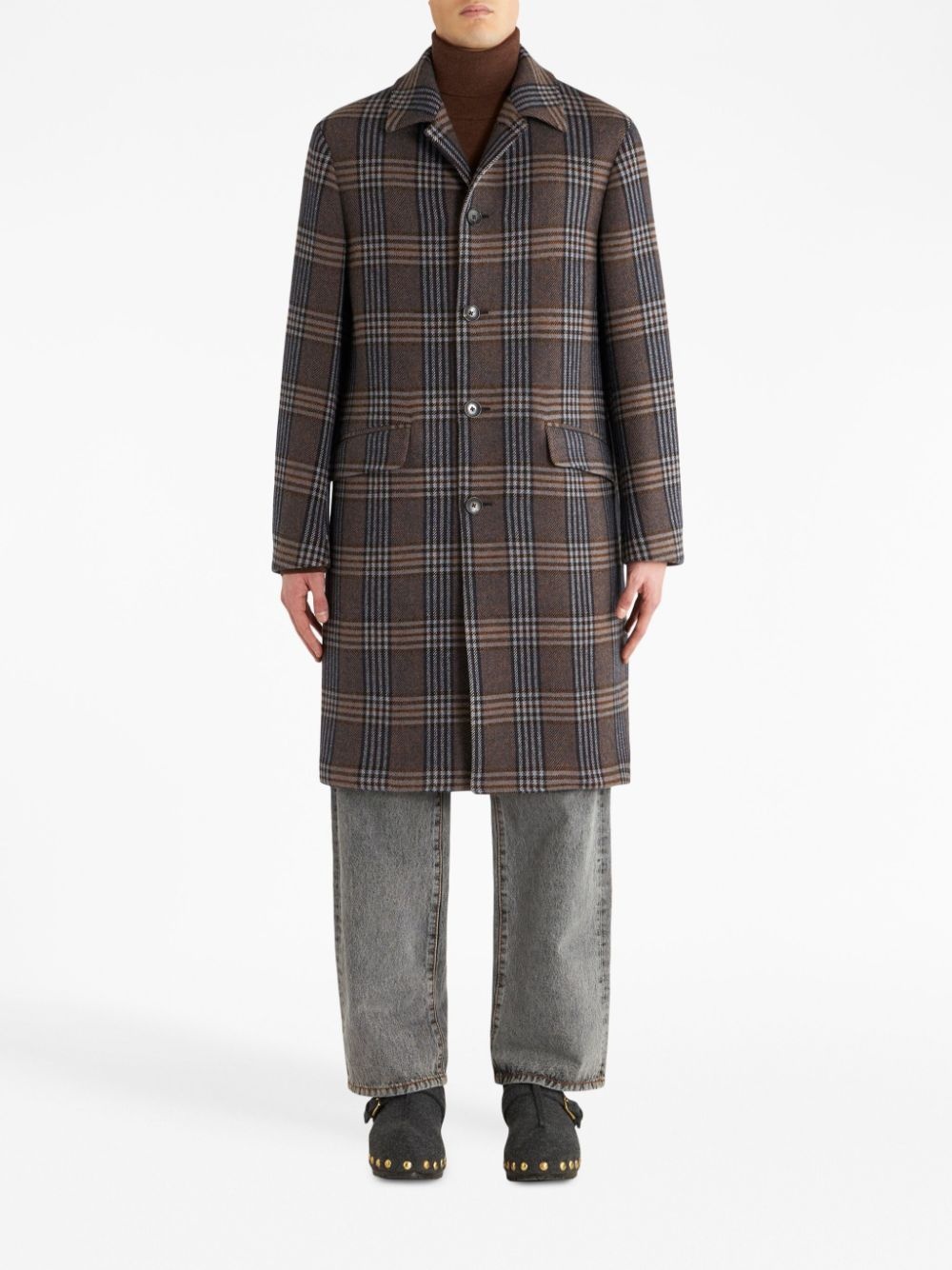plaid-check pattern coat - 2