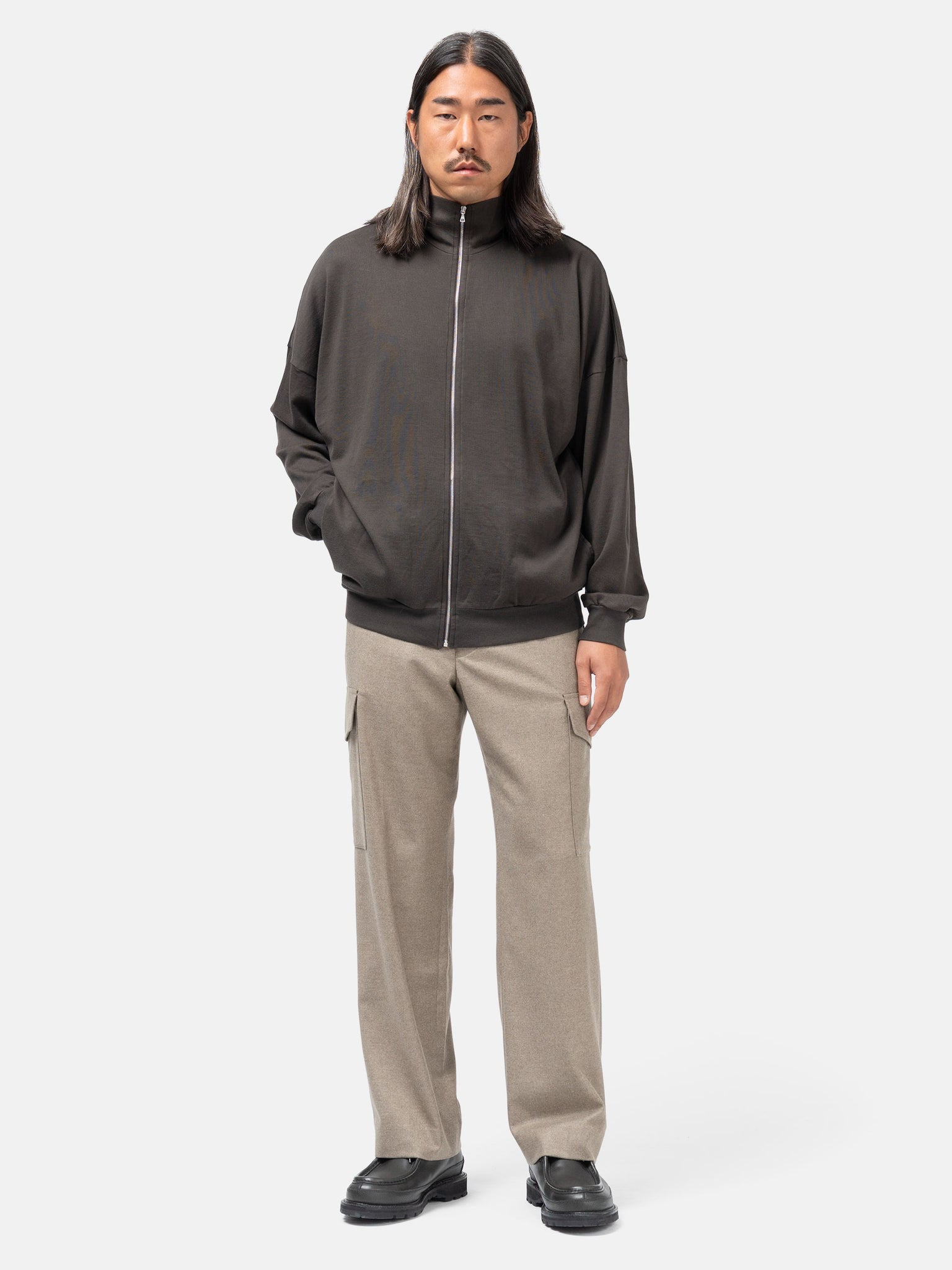 Super High Gauge Sweat Zip Blouson Dark Brown - 2