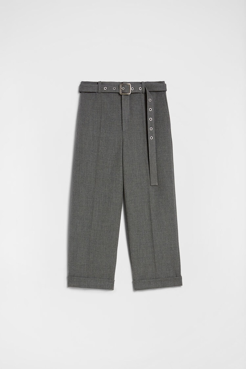Wool Canvas Belted Trousers - 1