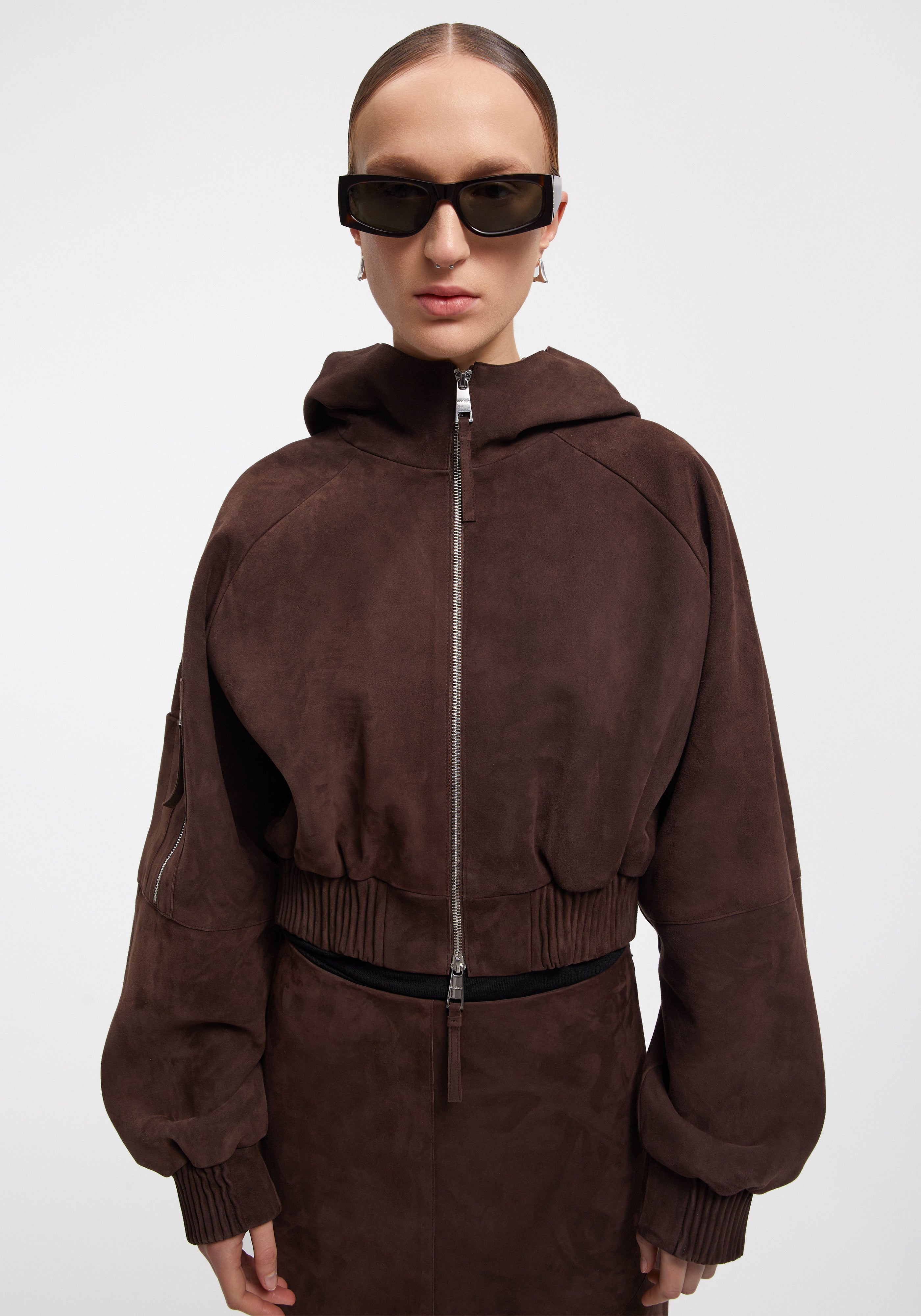 BERRY
Suede hooded bomber jacket - 2