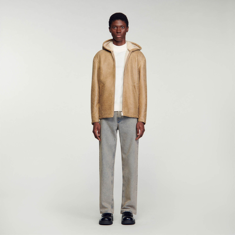 Sandro WOOLLEN LEATHER JACKET outlook