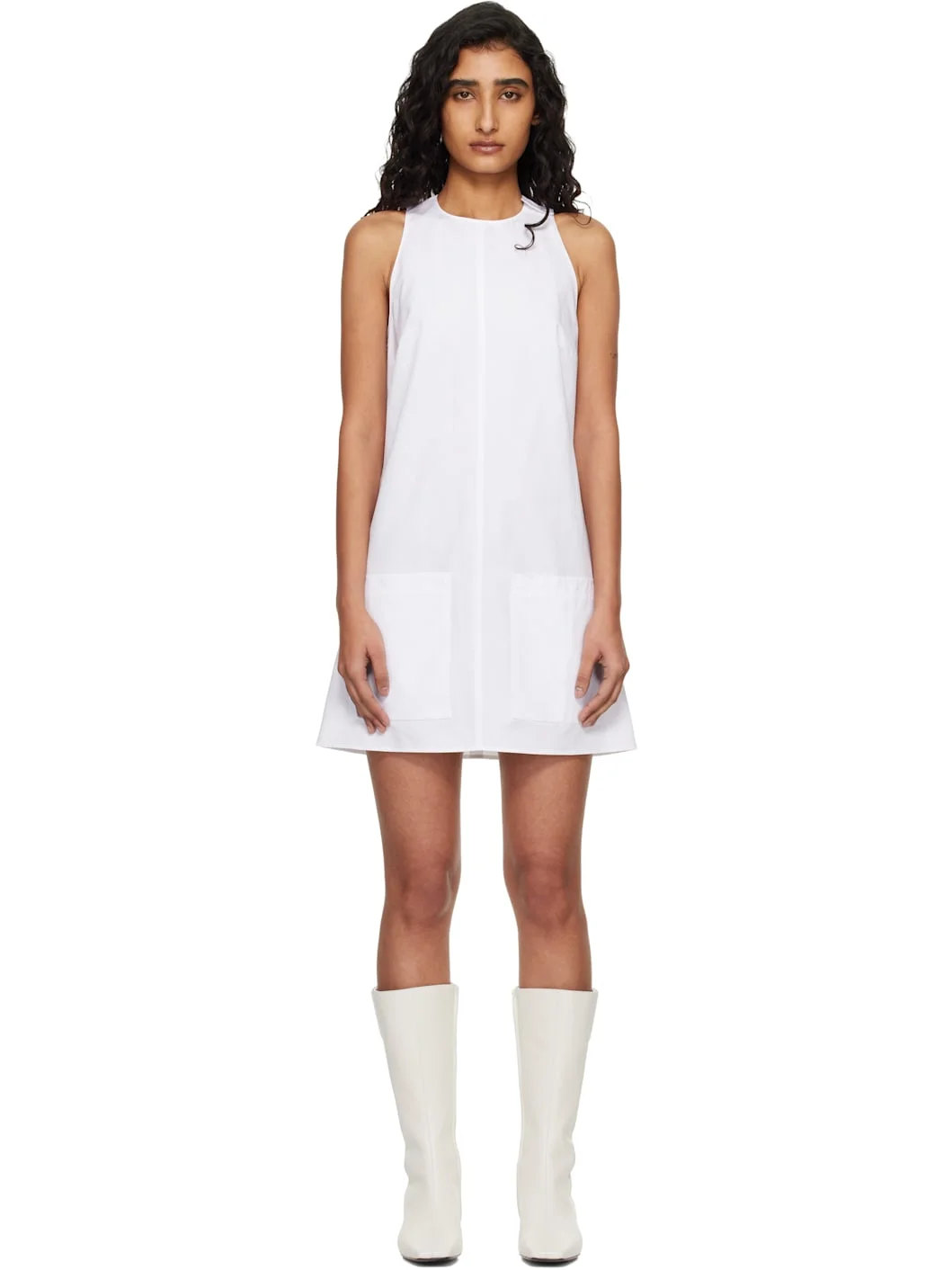 White Heritage Sleeveless Poplin Minidress - 1