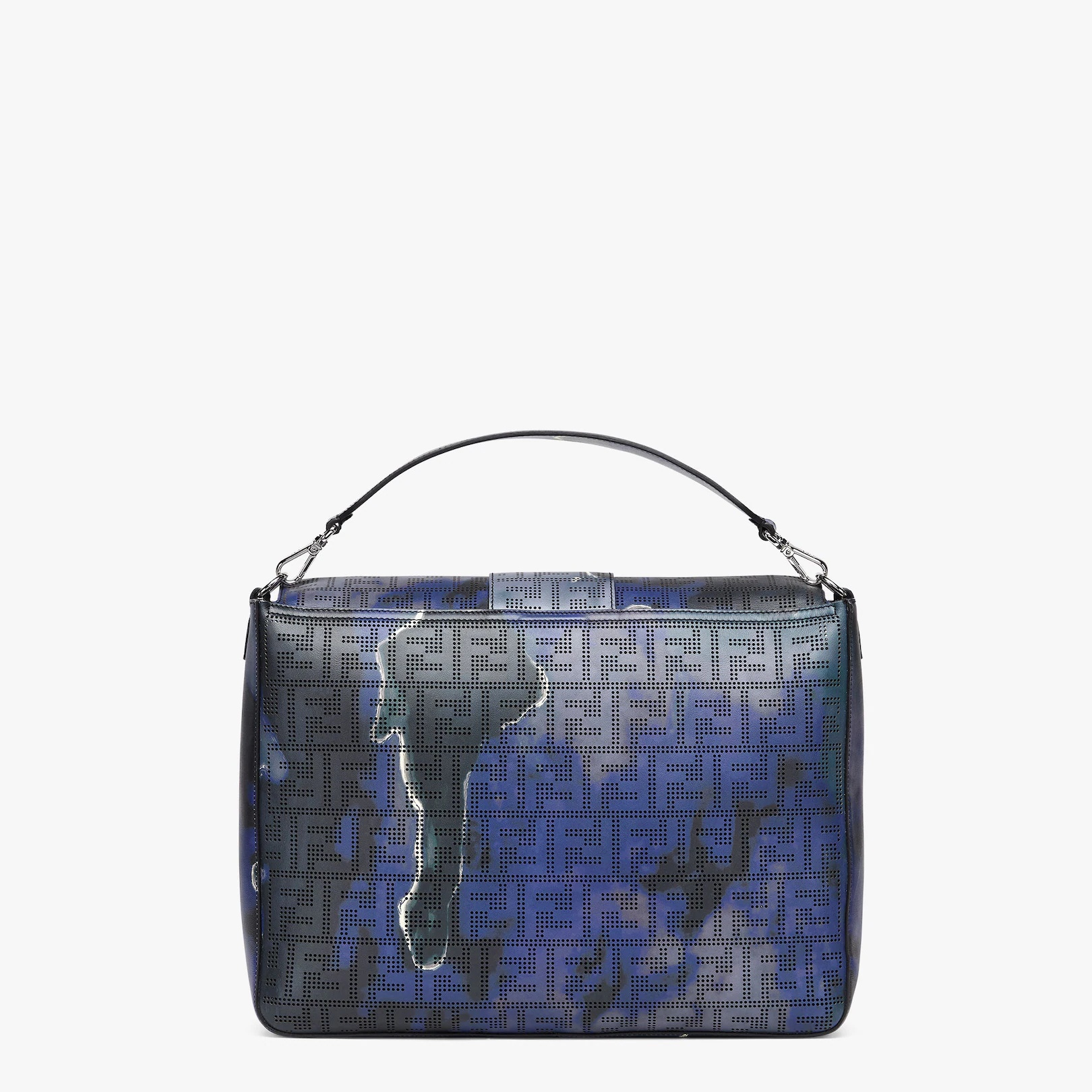 Perforated leather bag with blue and black Sunset motif - 3