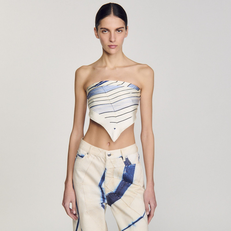Sandro STRIPED SILK SCARF outlook