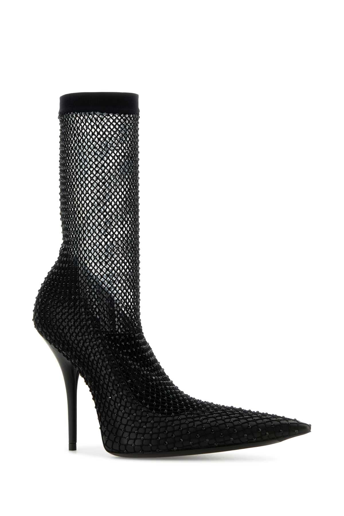 Balenciaga Women Black Nappa Leather And Mesh Avenue Ankle Boots - 2