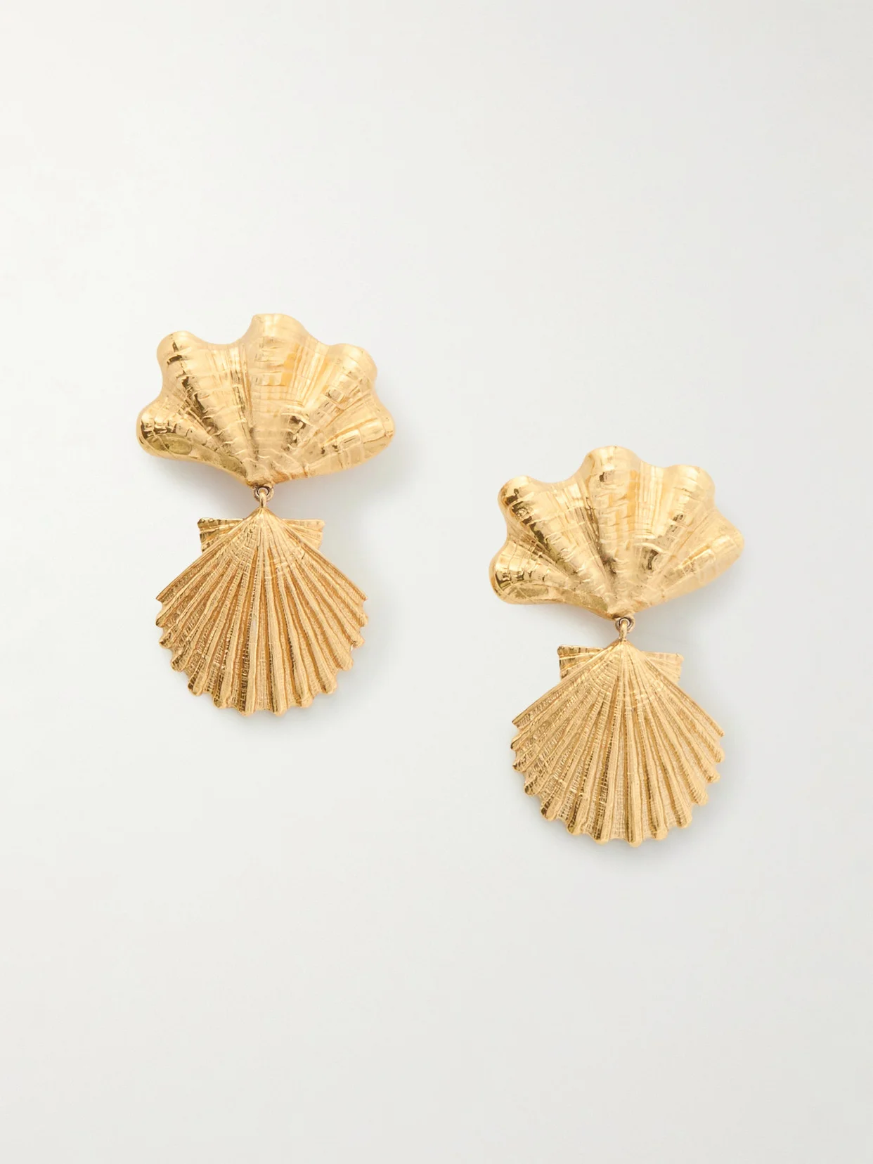 Shell Gold-tone Clip Earrings - 1