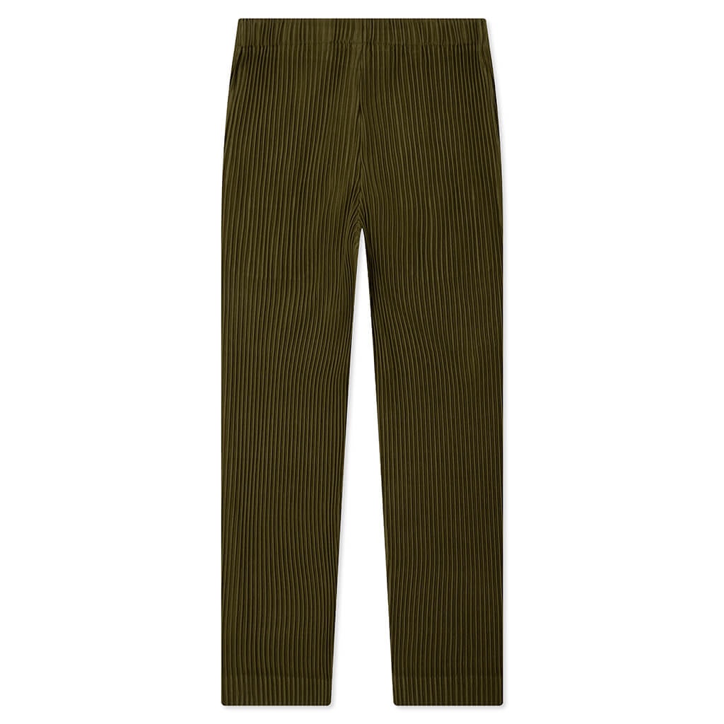 COLOR PLEATS PANTS - OLIVE KHAKI - 2