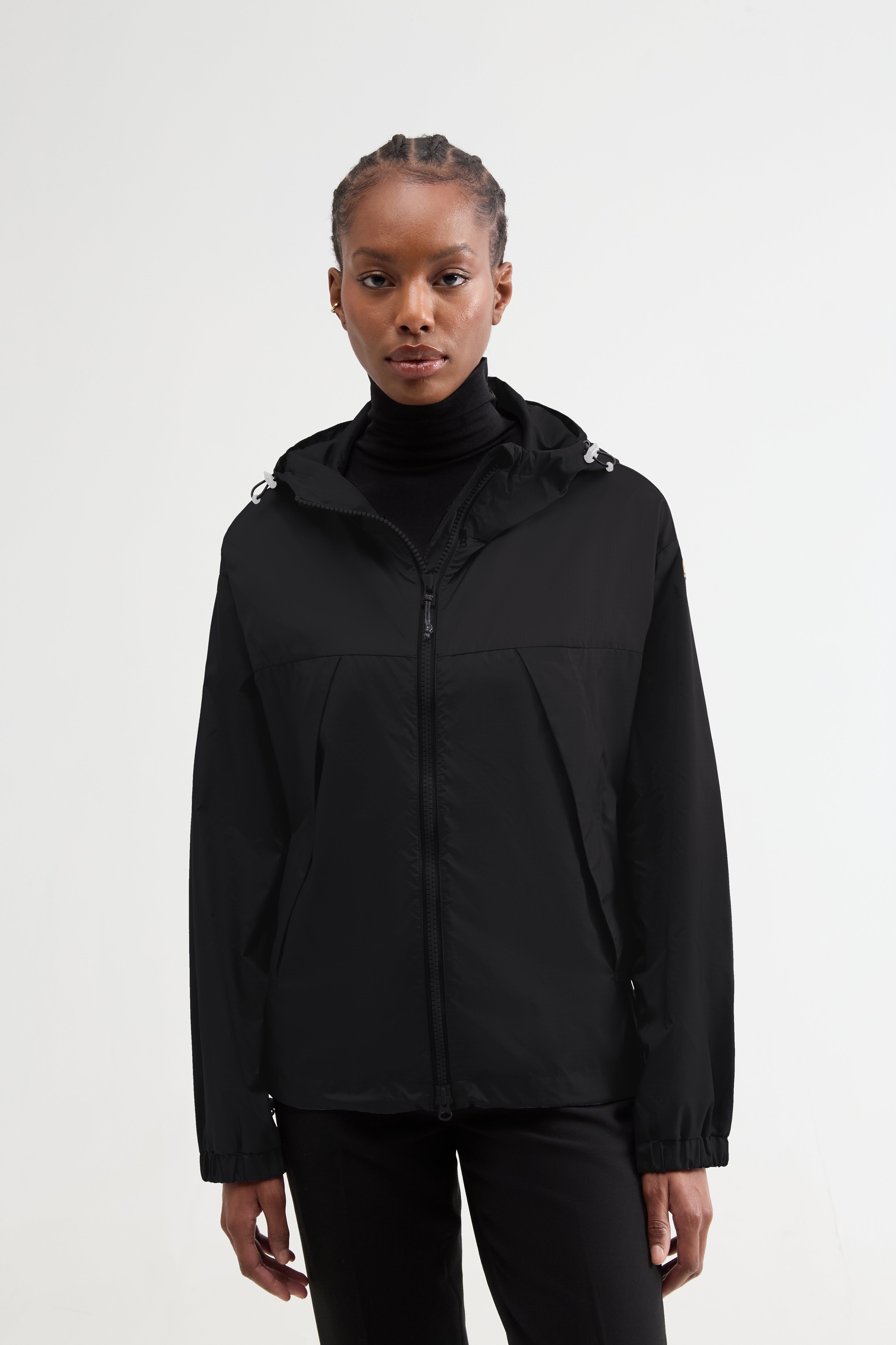 Langley Windbreaker with hood in Black Ripstop - 3