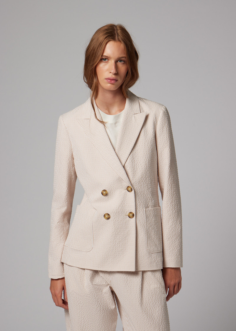 Women's Stripe Seersucker Two Piece Suit 8