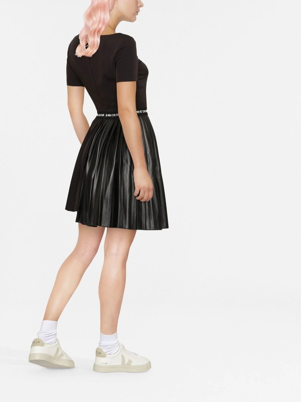 pleated asymmetric T-shirt dress - 4