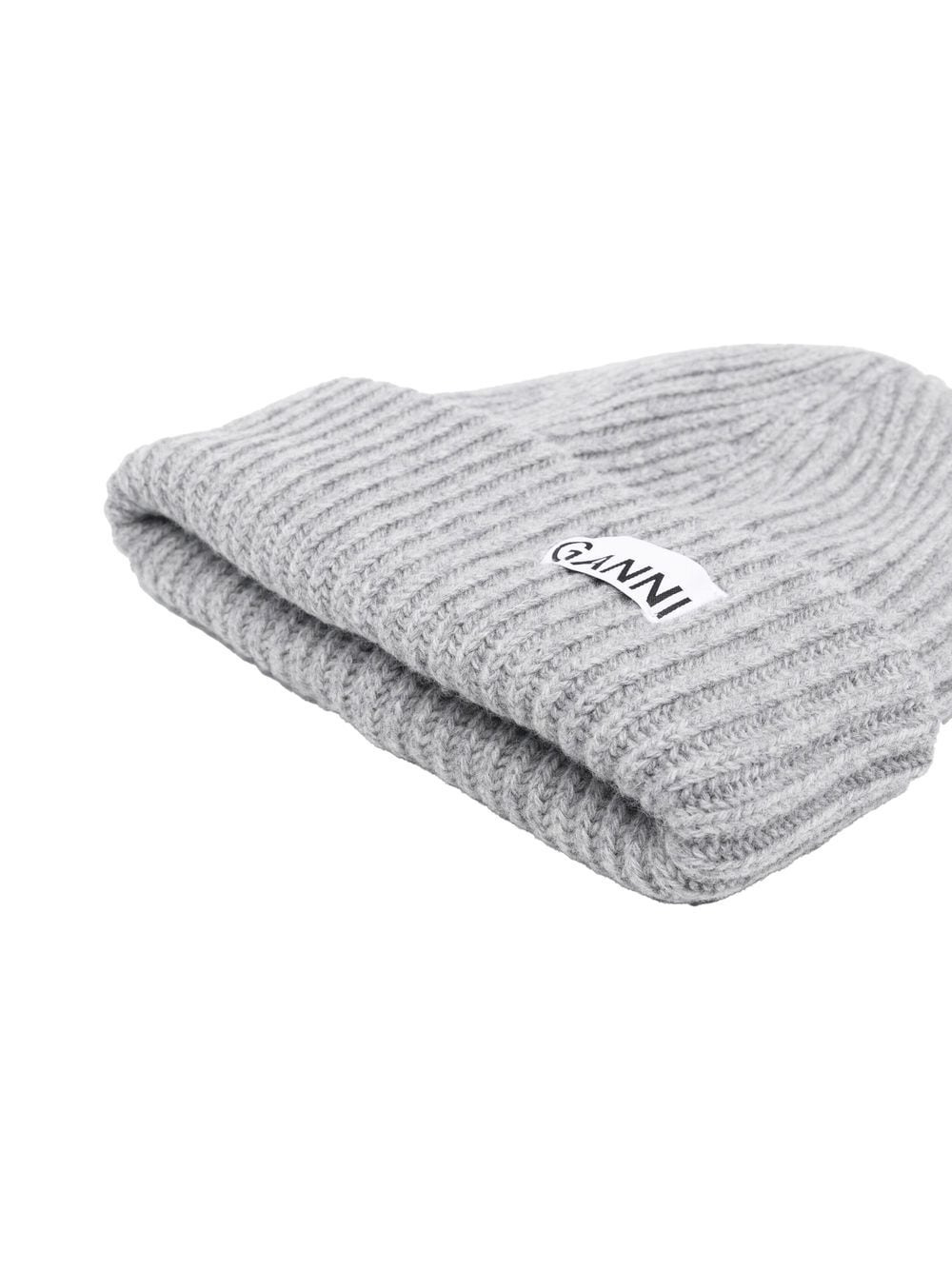 Ganni Women Wool Ribbed Beanie - 2