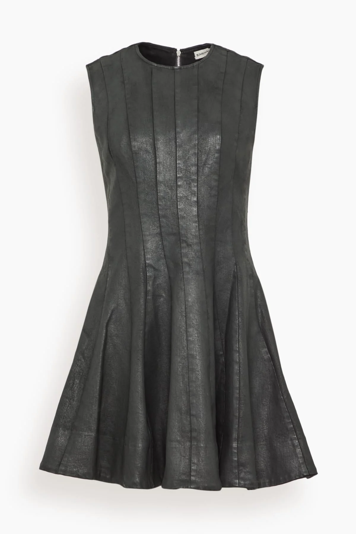 Delfie Mini Dress in Coated Black - 1