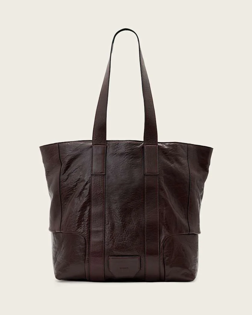 ARES GRAIN LEATHER OPEN TOTE BAG - 1