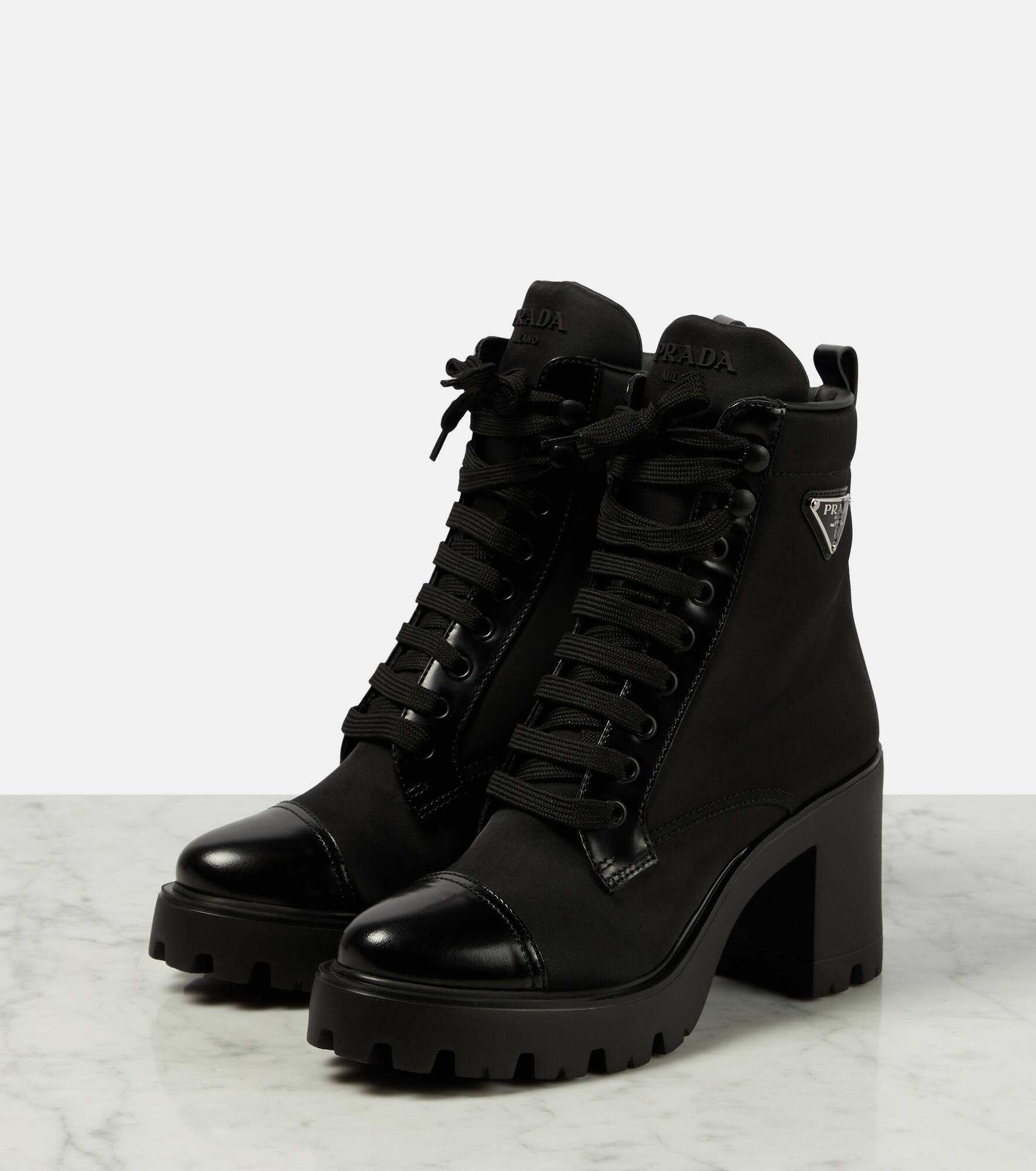 Leather-trimmed lace-up boots - 5