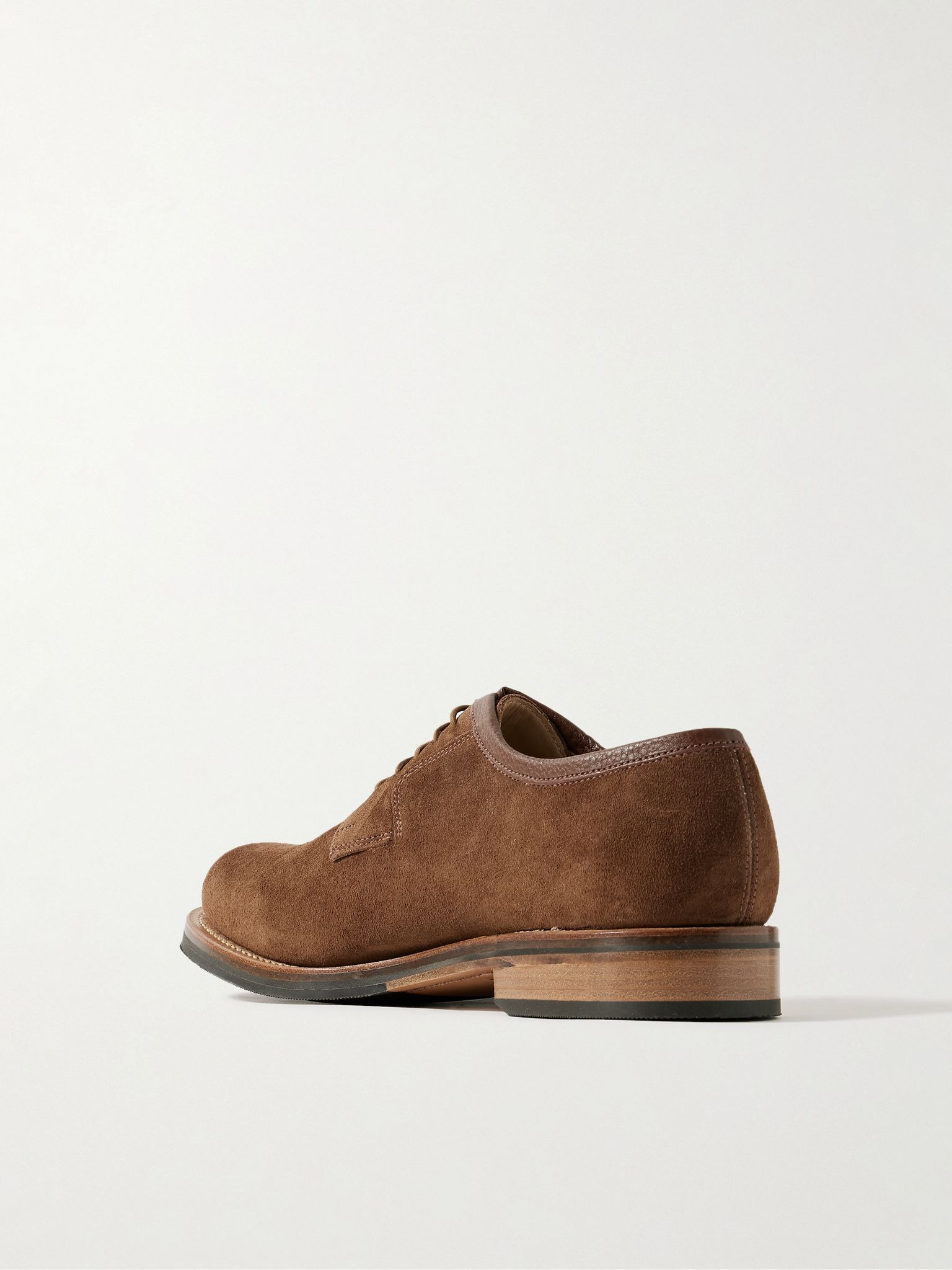 Camden Leather-Trimmed Suede Derby Shoes Brown - 4