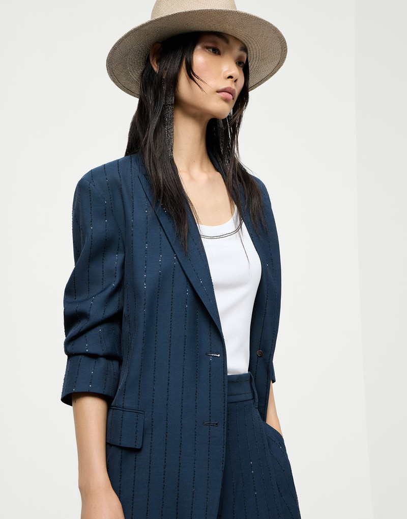 Dazzling chalk stripe blazer with monili 5