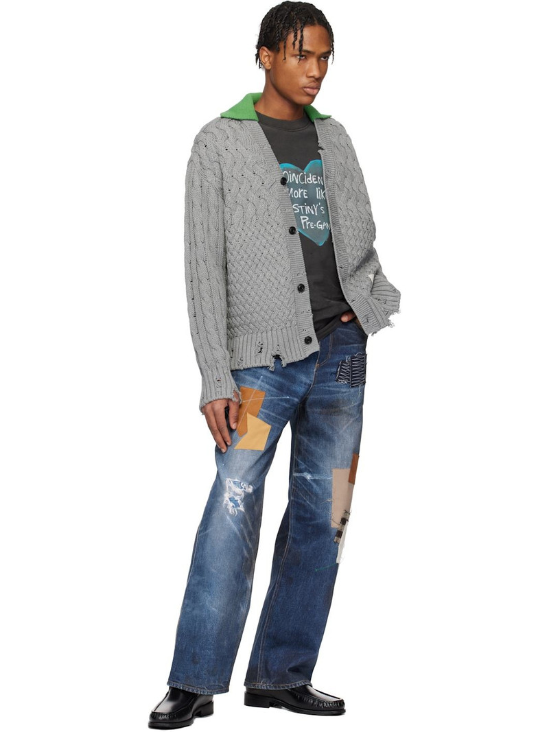 Andersson Bell Navy Patchwork Printed Denim Trompe L'oeil Jeans outlook