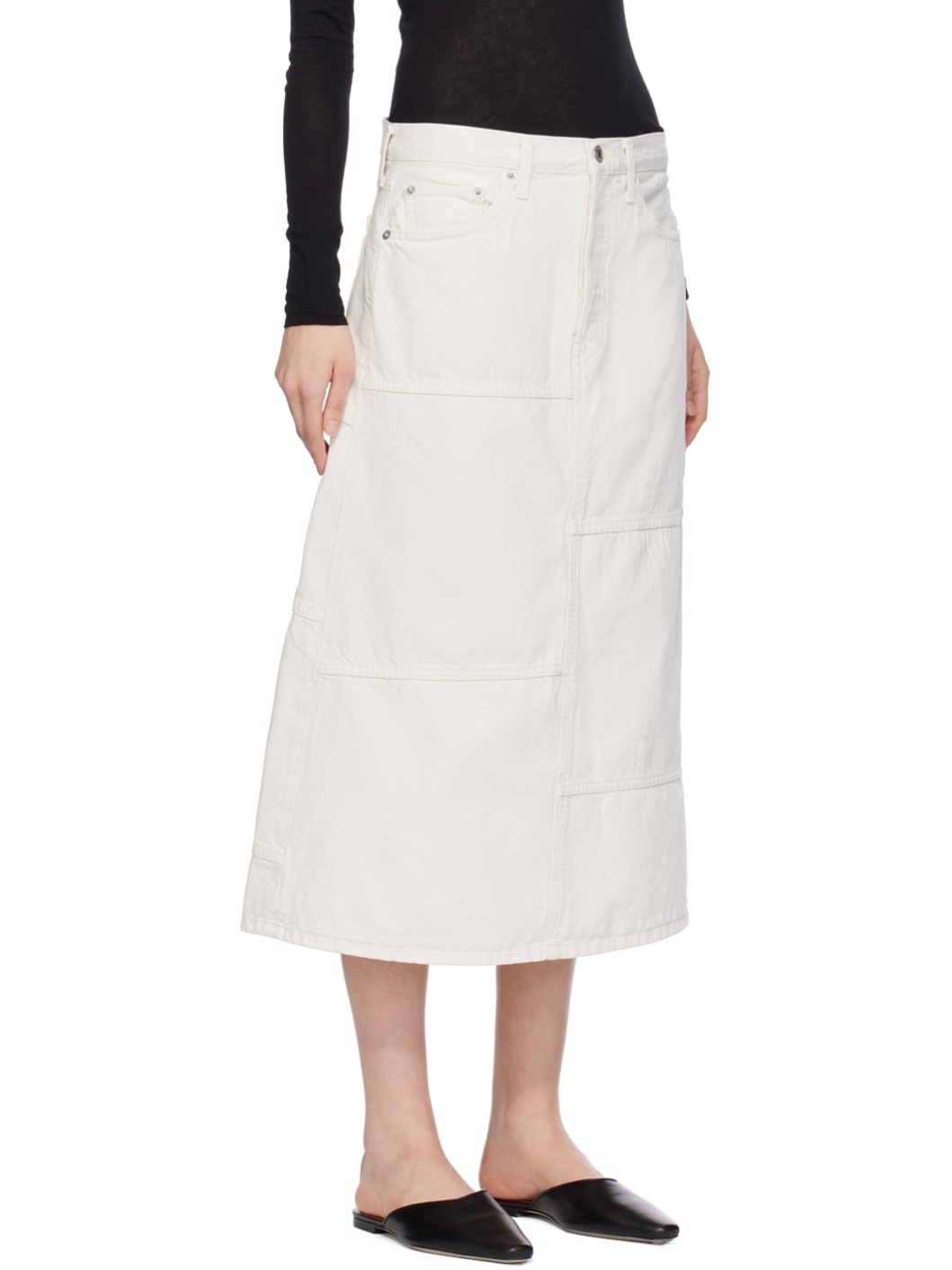 Off-White Seamed Denim Maxi Skirt - 2