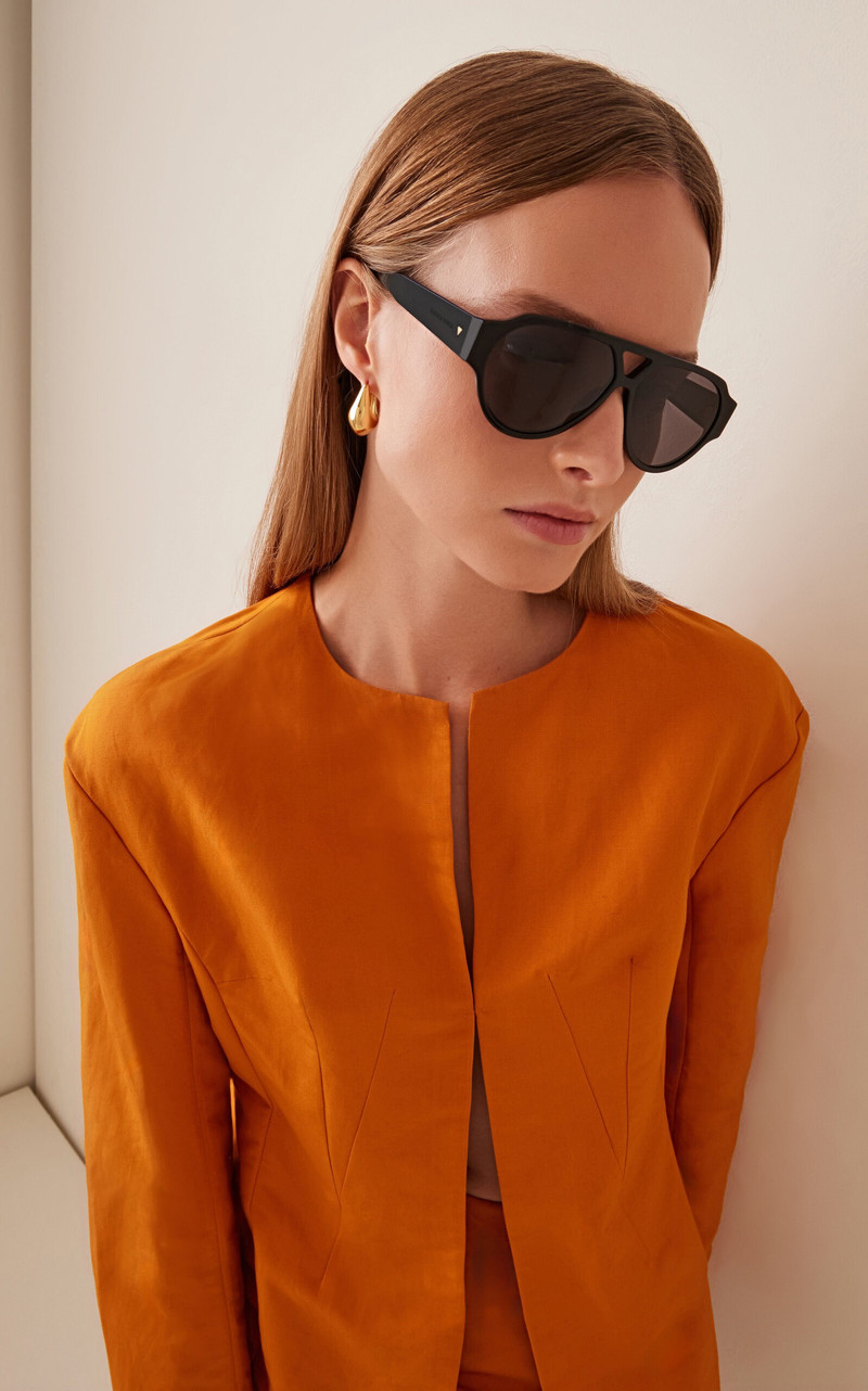 Bottega Veneta Aviator-Frame Acetate Sunglasses black outlook