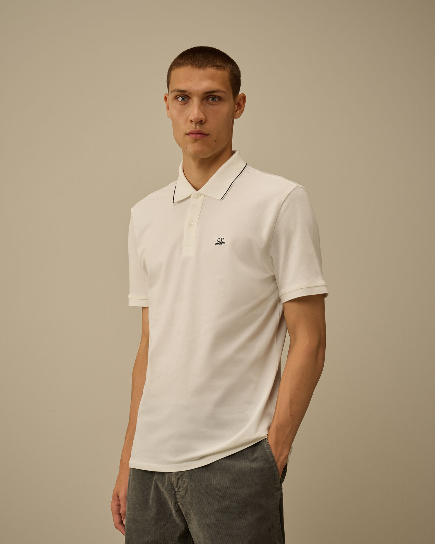 Stretch Piquet Short Sleeve Striped Collar Polo - 3