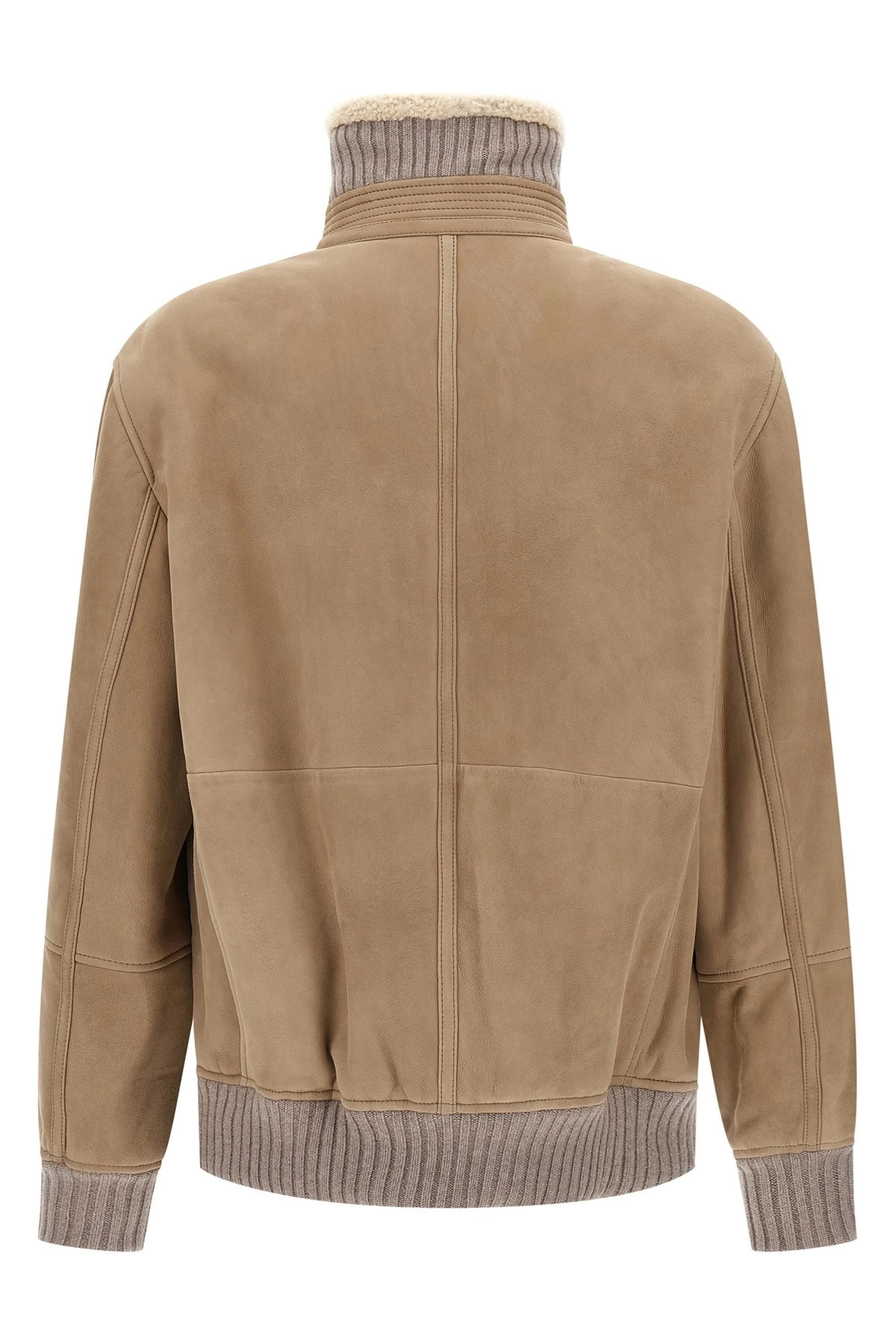 Suede and sherling curly bomber jacket - 3