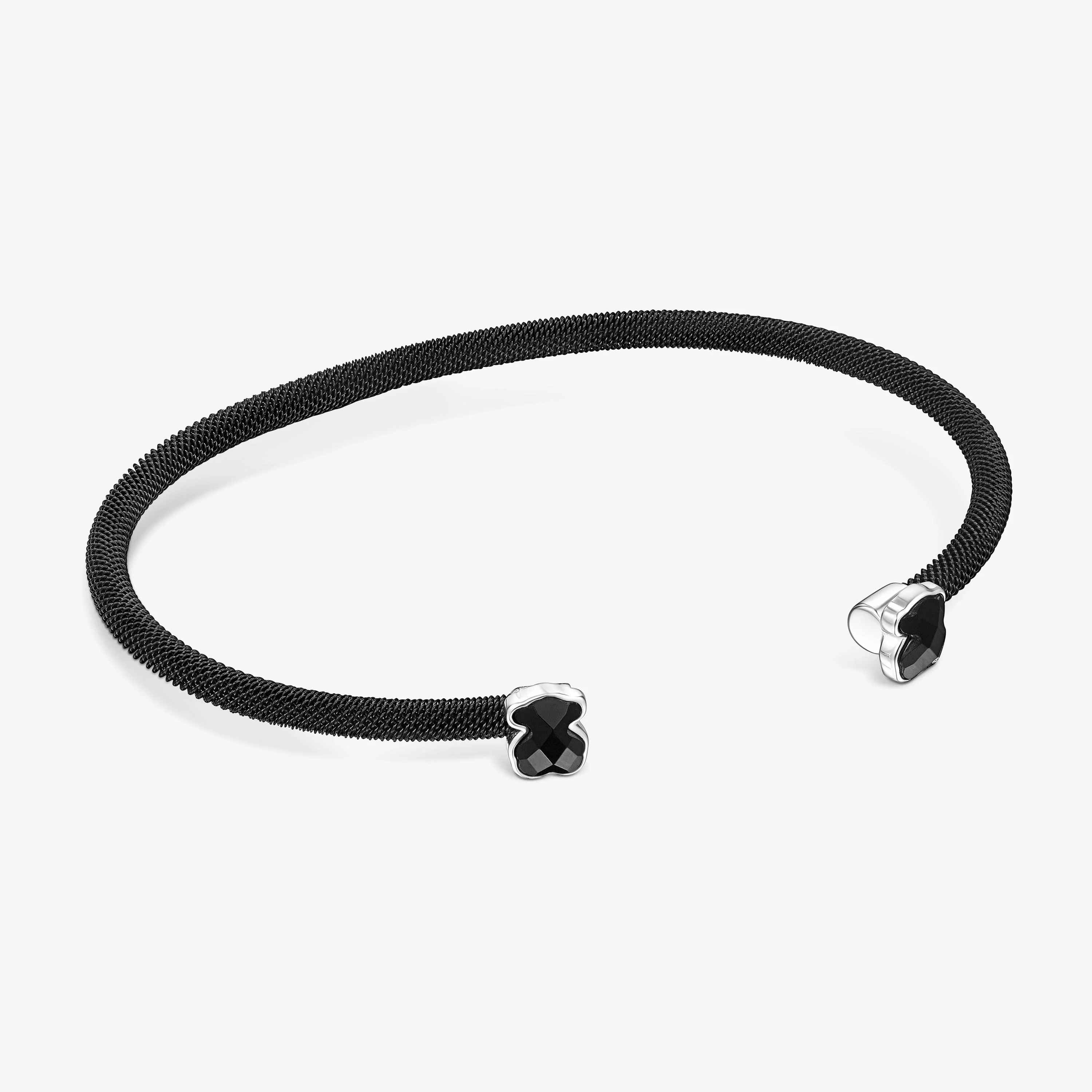 Fine black IP Steel Mesh Color Bracelet with Onyx - 1