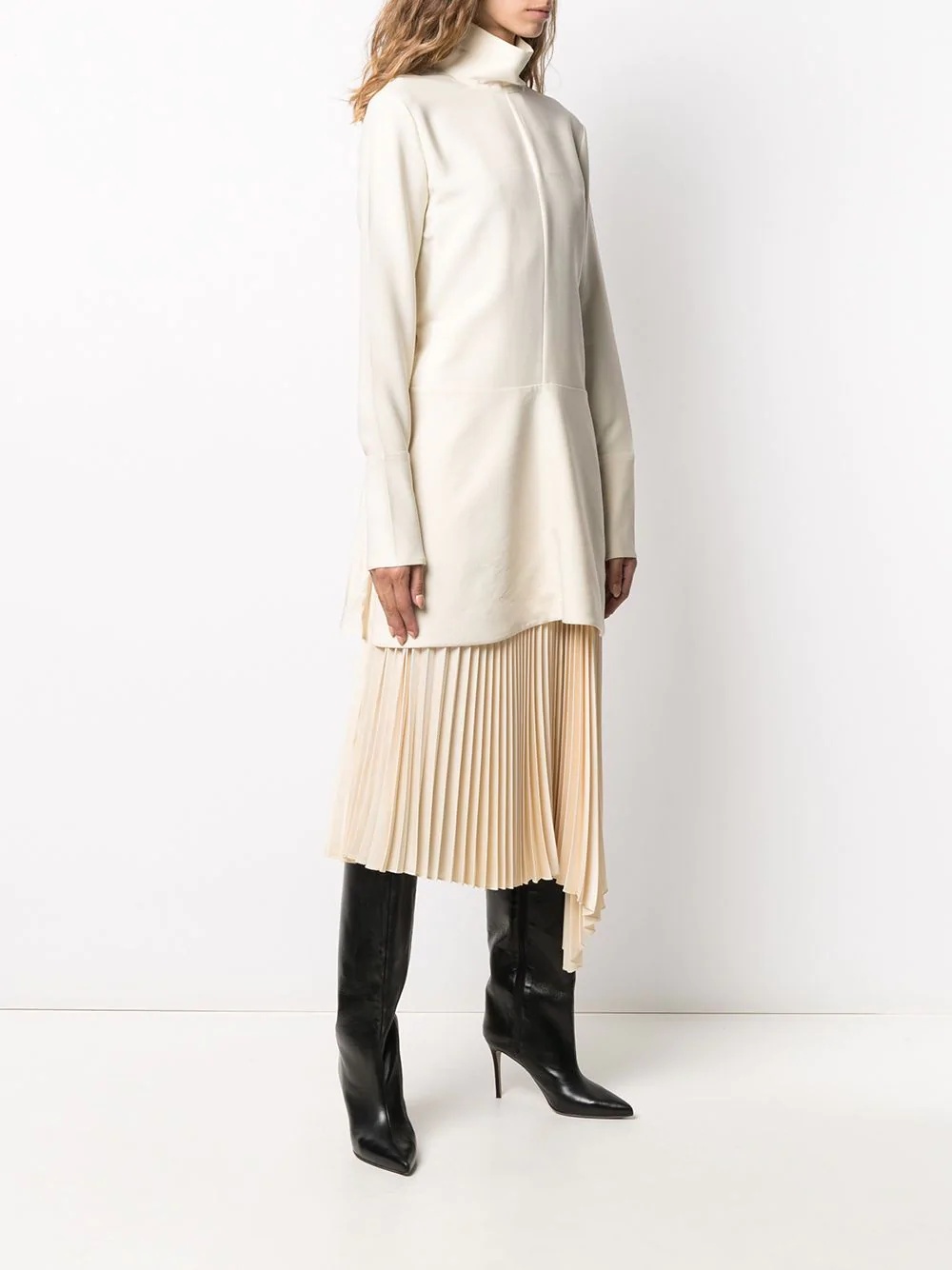 high collar pleated back shirt - 3