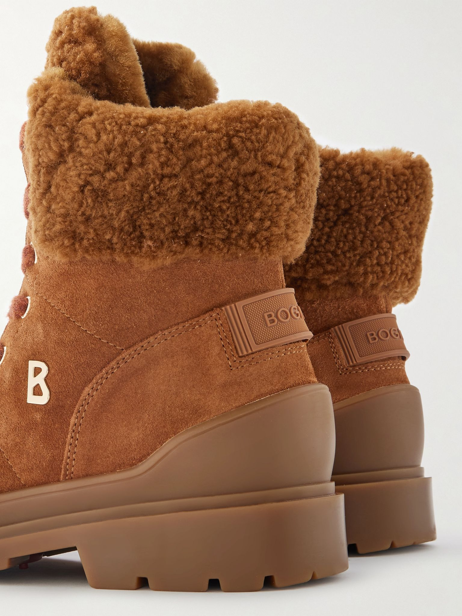 St. Moritz 23 embellished shearling-lined suede ankle boots Tan - 4