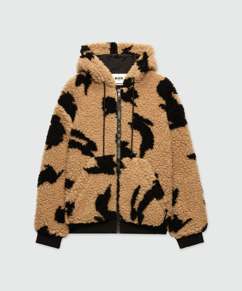 Beige teddy jacket with "Follow the Rabbit®" motif 1