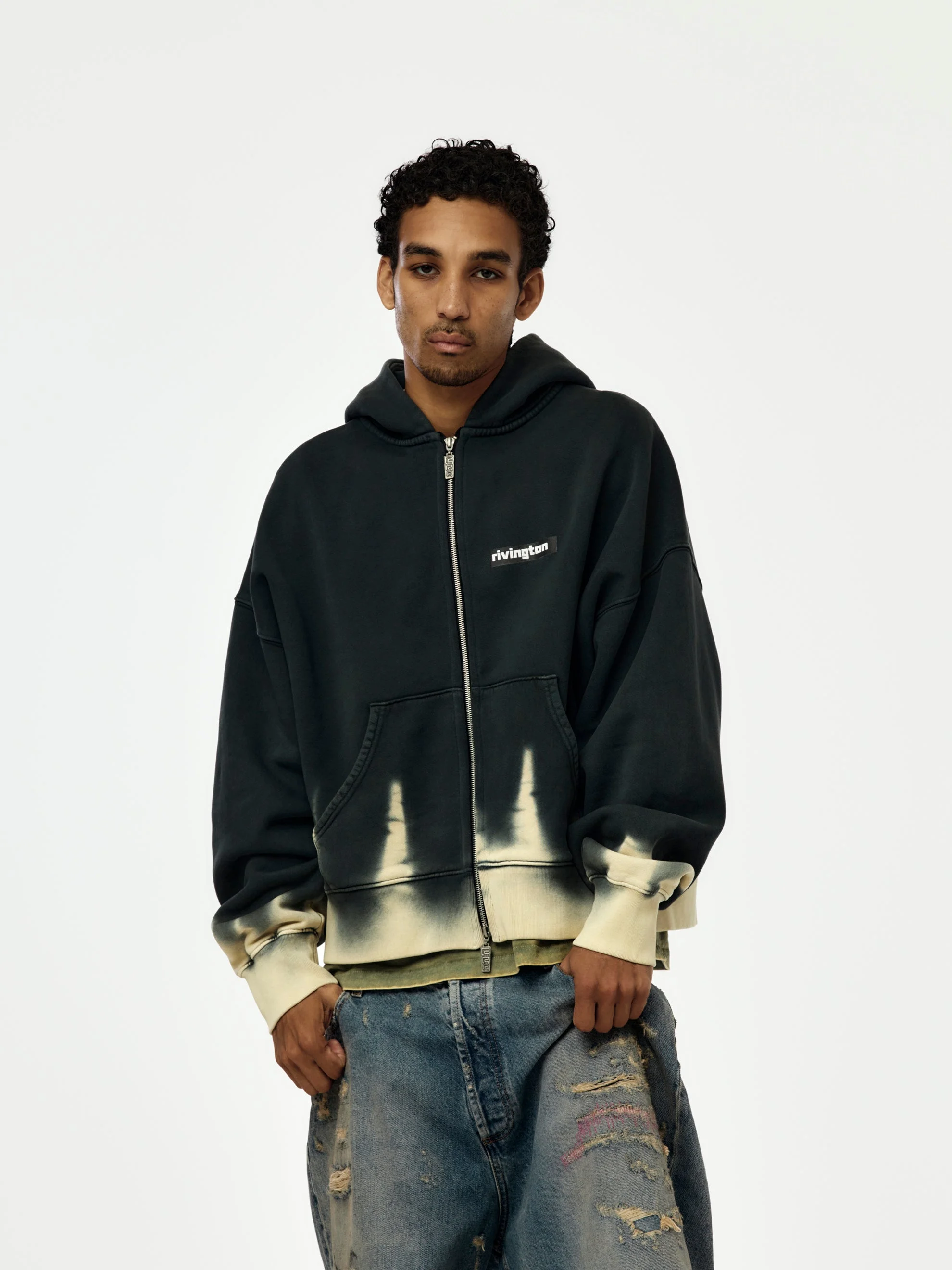DARK COUNTRY CVA ZIP HOODIE (WASHED BLACK) - 1