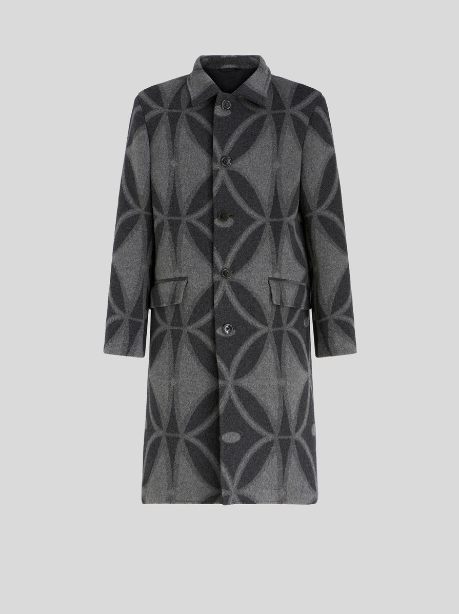 JACQUARD WOOL COAT - 1