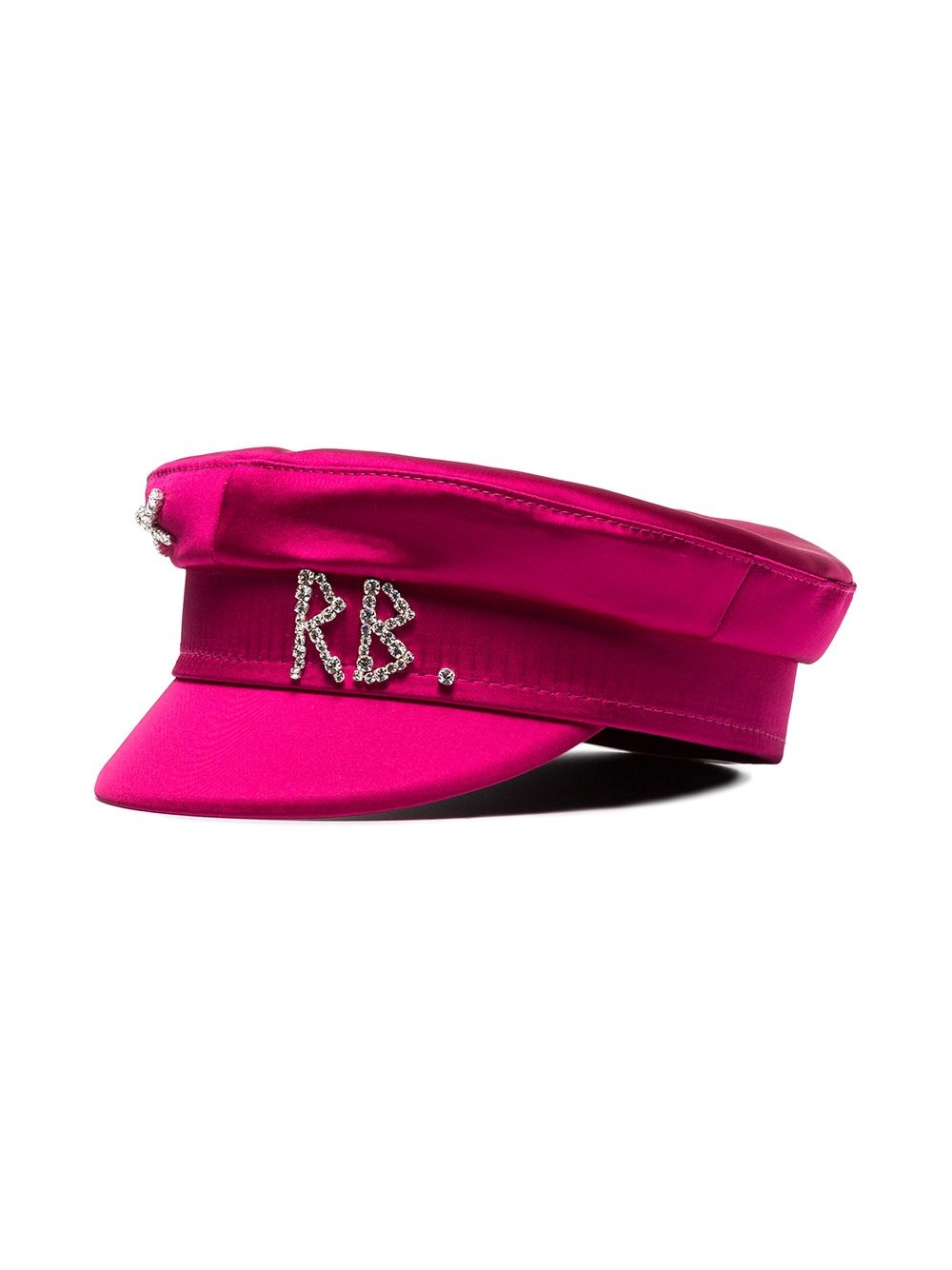 crystal-embellished satin baker boy hat - 3