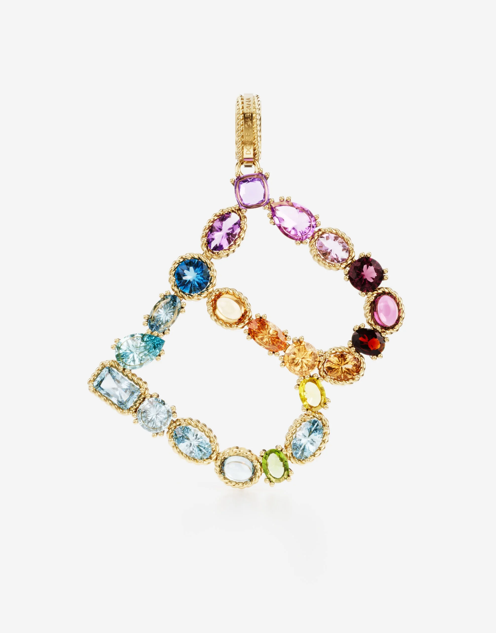 Charm B Lettering 18-carat yellow gold and multicolored gems - 1