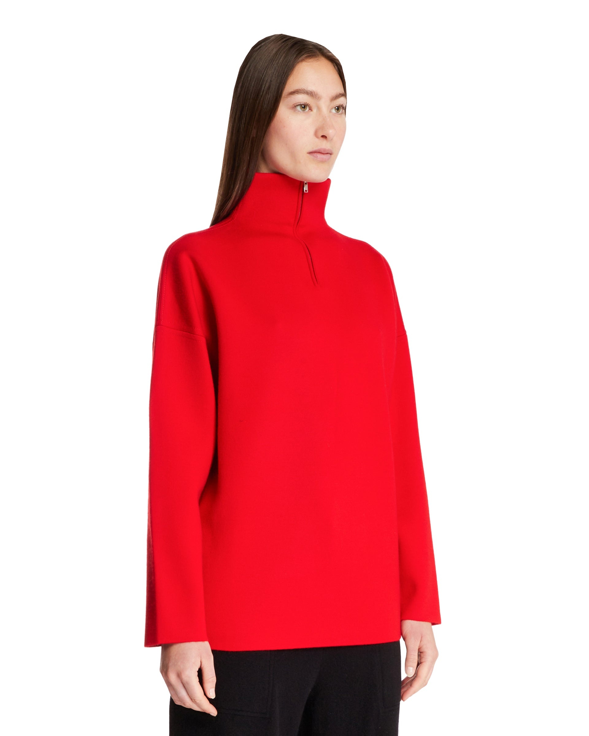 Red Cashmere Zip Sweater - 4