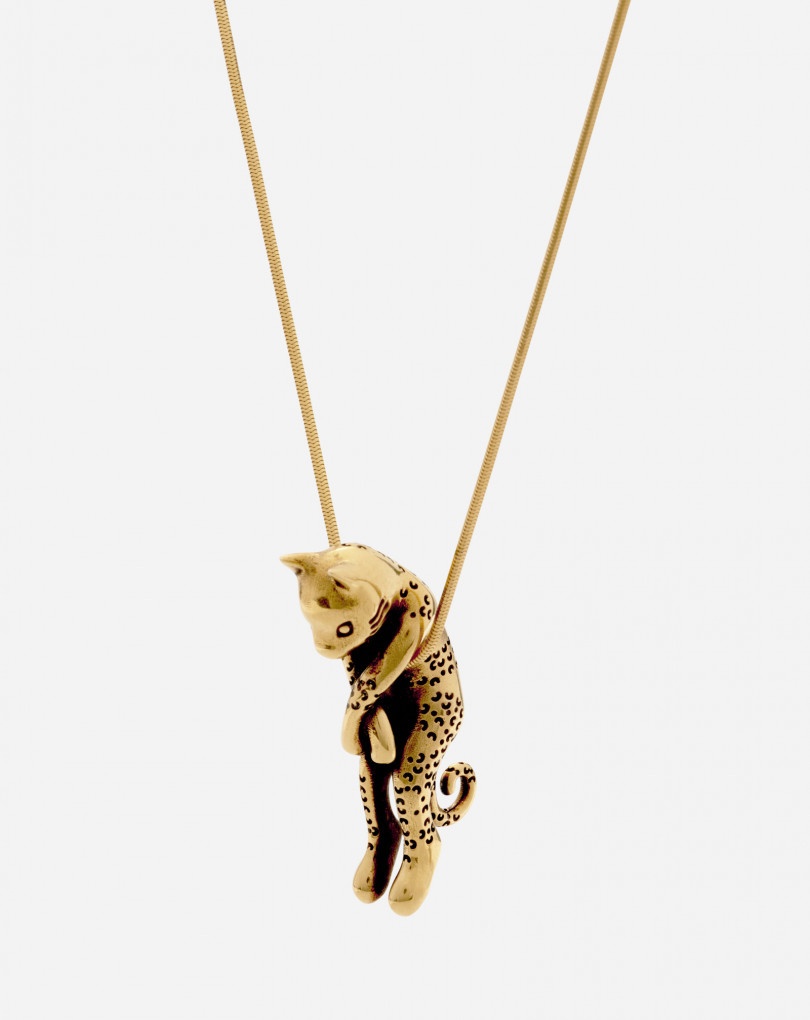 BRASS CAT PENDANT NECKLACE - 1
