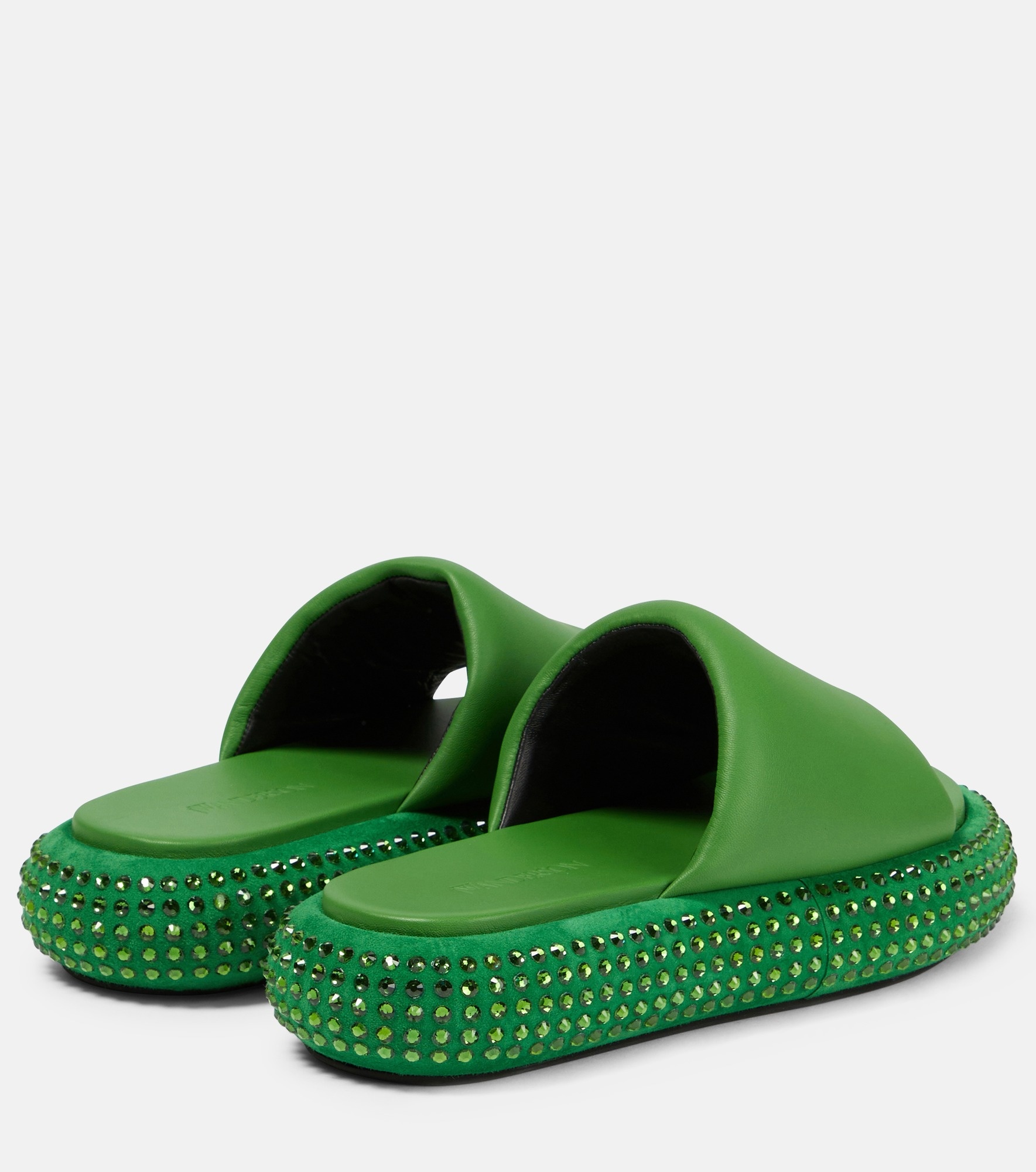 Embellished leather slides - 3