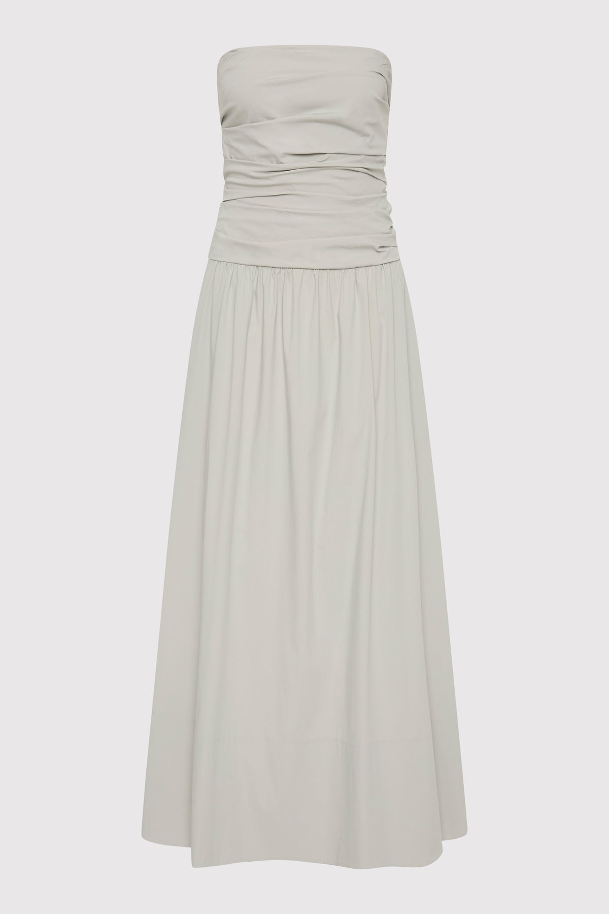 Gathered Strapless Tie Back Dress - Silver - 1