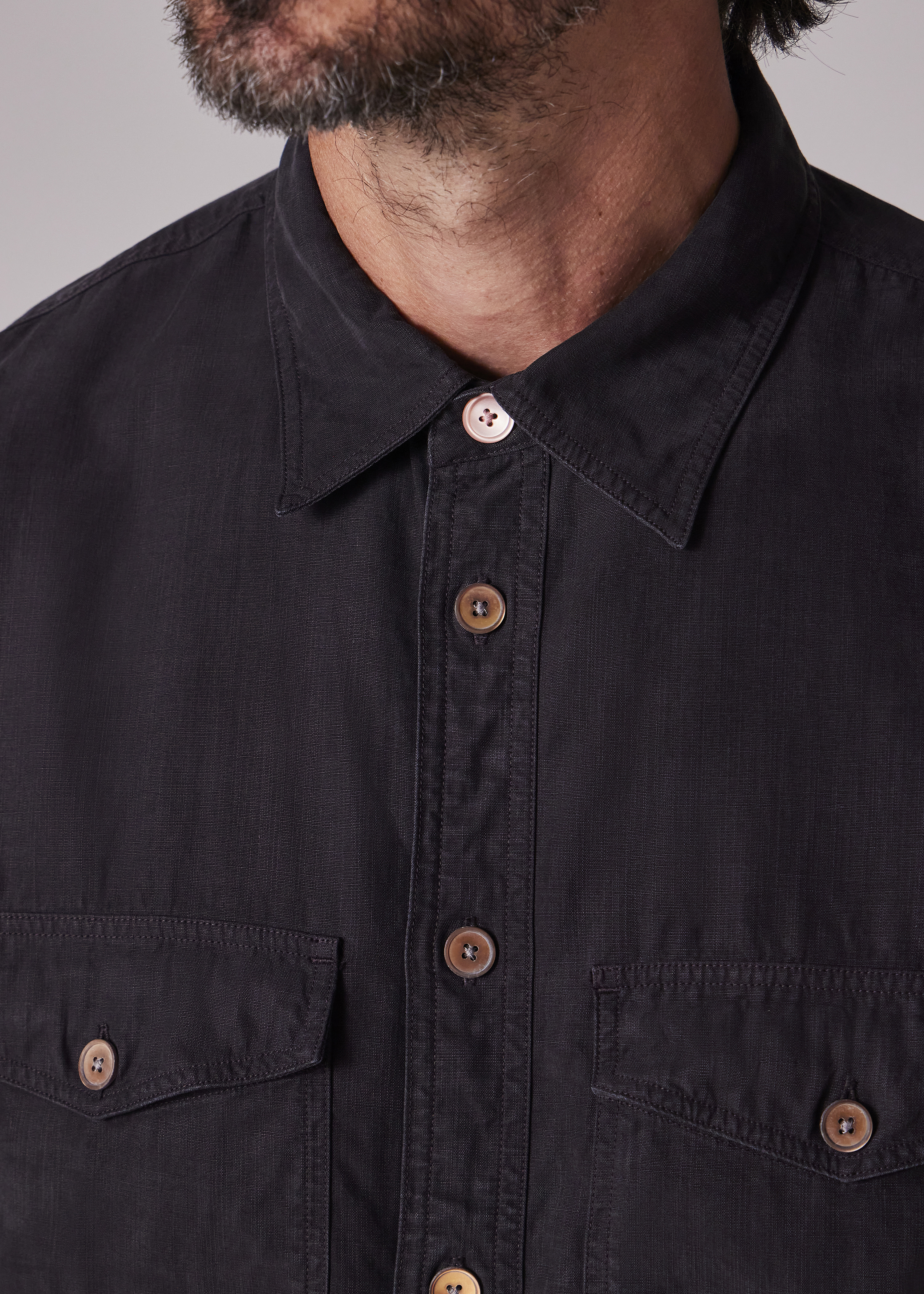 Black Lyocell-Cotton Patch-Pocket Shirt - 5
