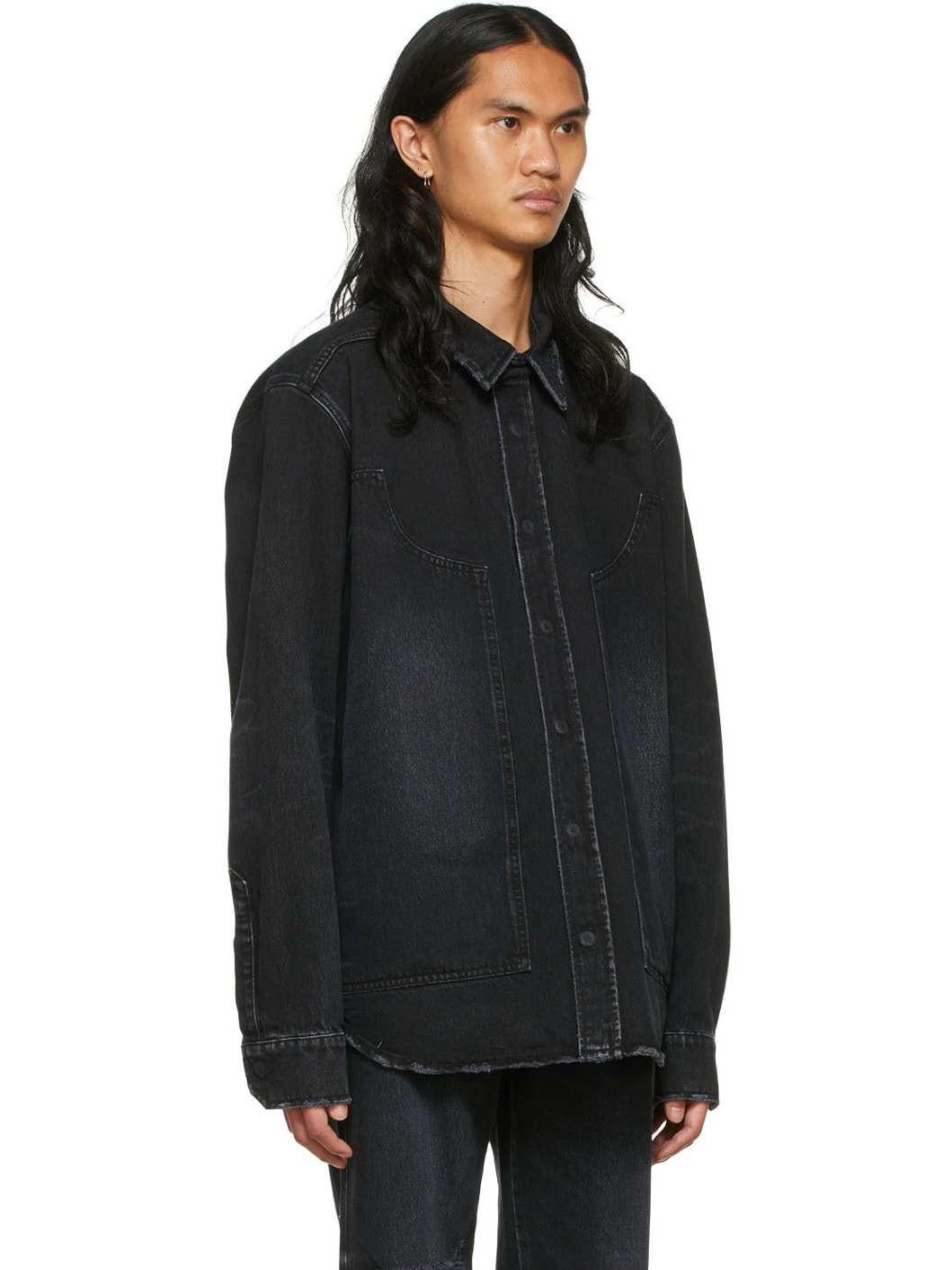 Black Faded Denim Jacket - 2