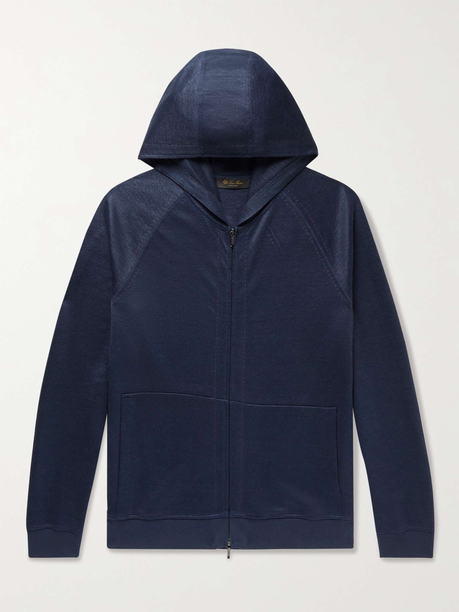 Linen-Blend Zip-Up Hoodie - 1