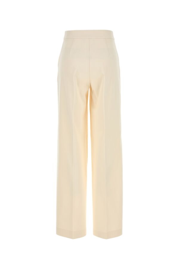 Max Mara Women Ivory Stretch Cotton Orche Wide-Leg Pant - 2