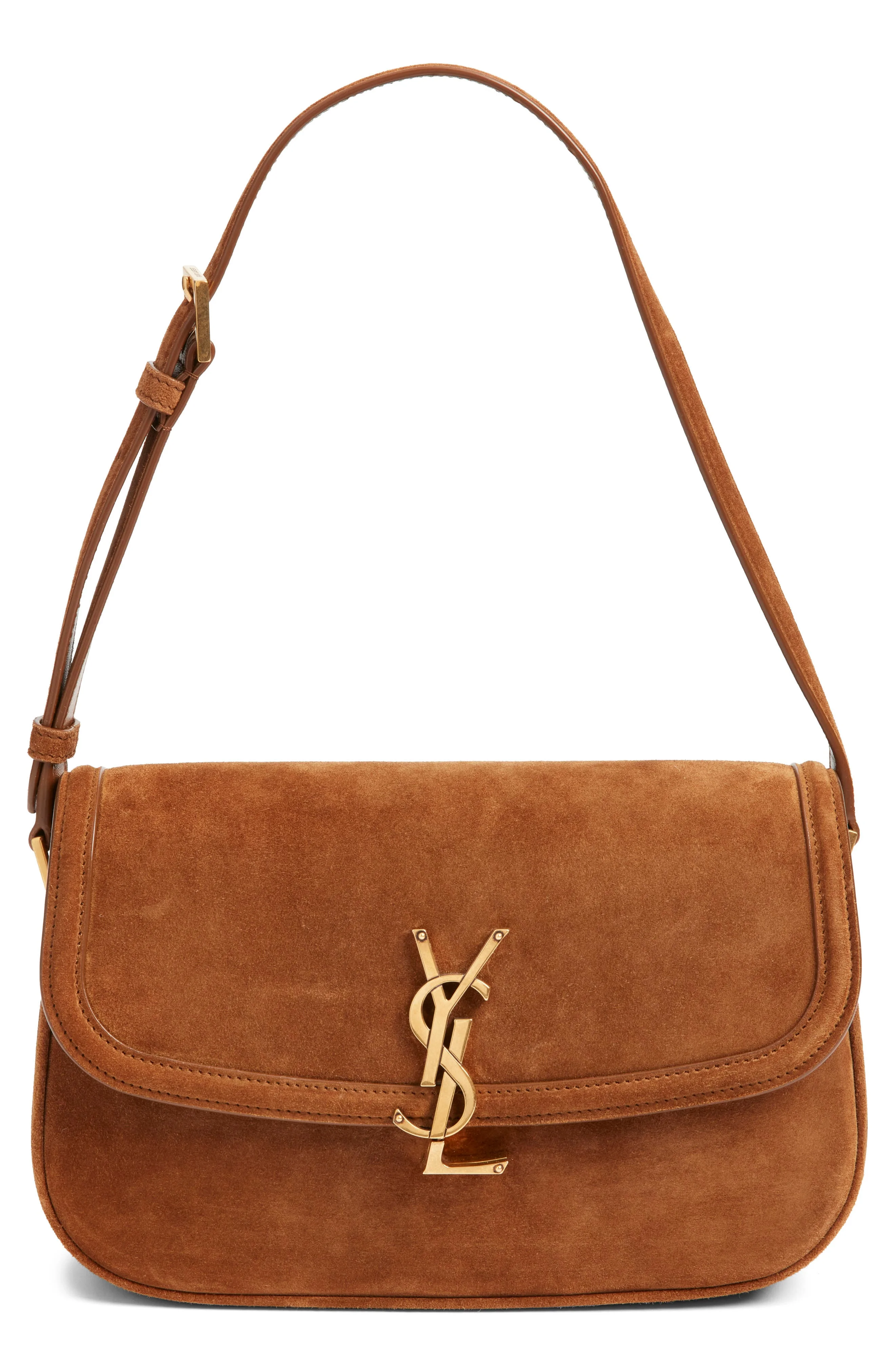 Saint Laurent Medium Solferino Suede Shoulder Bag in Caramel Cognac at Nordstrom - 1
