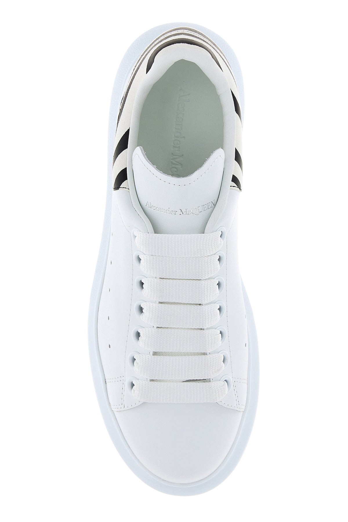 White leather sneakers with printed suede heel - 4