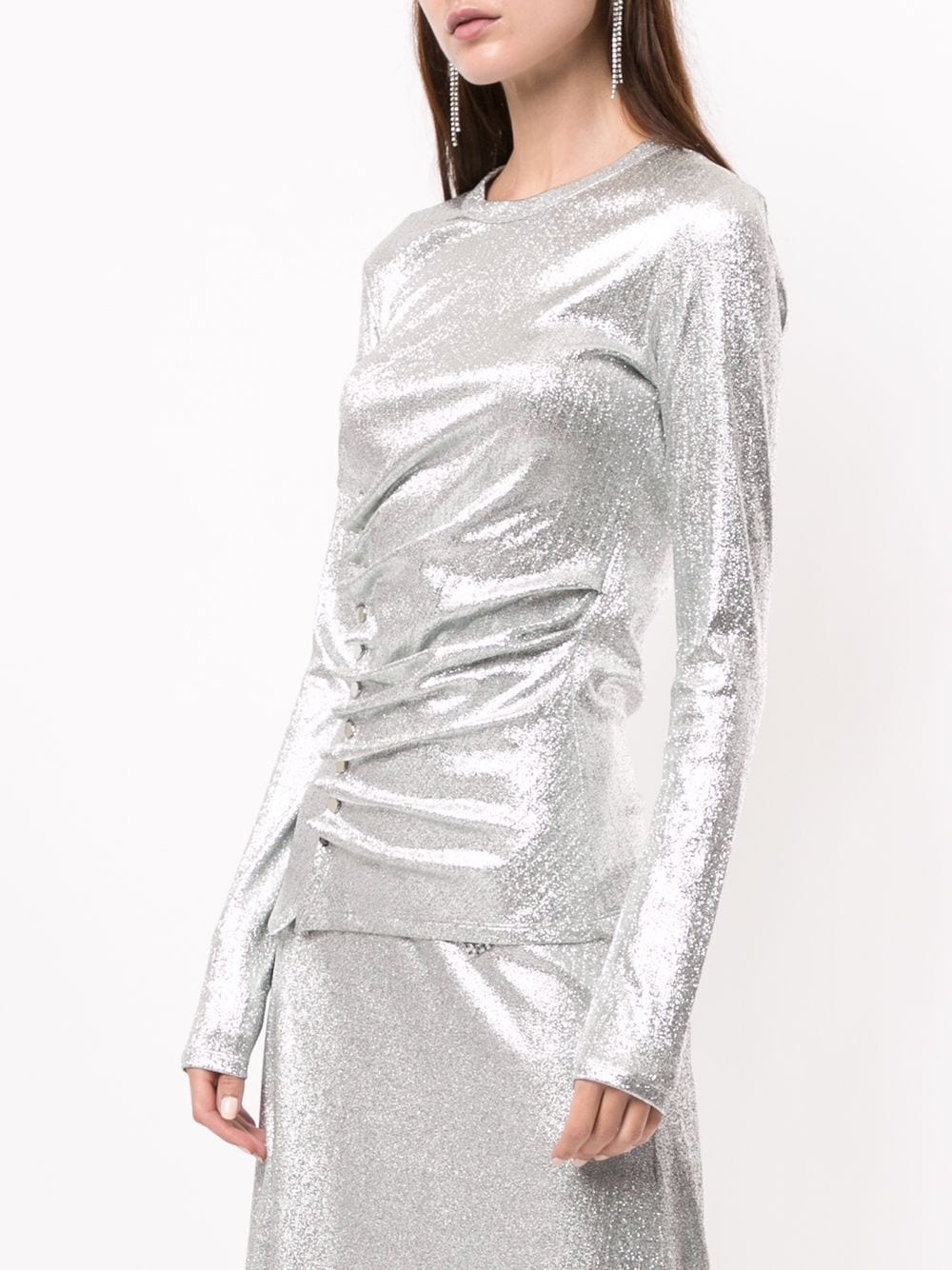 draped button blouse - 3