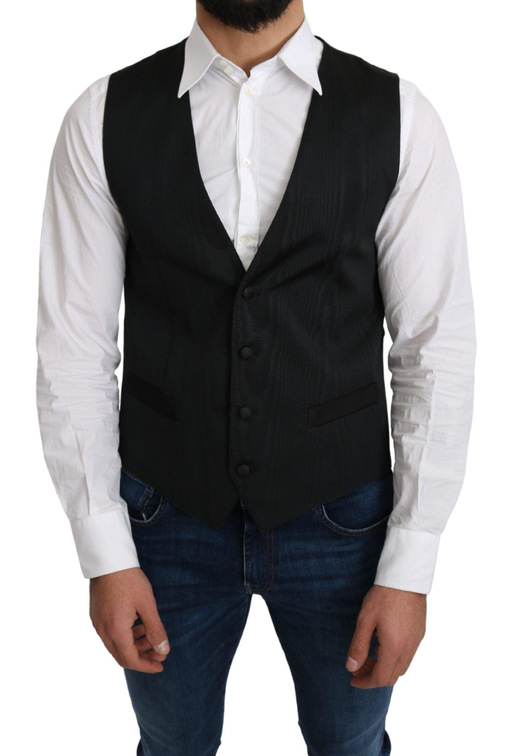 Dolce & Gabbana Gray 100% Silk Formal Coat Vest - 2