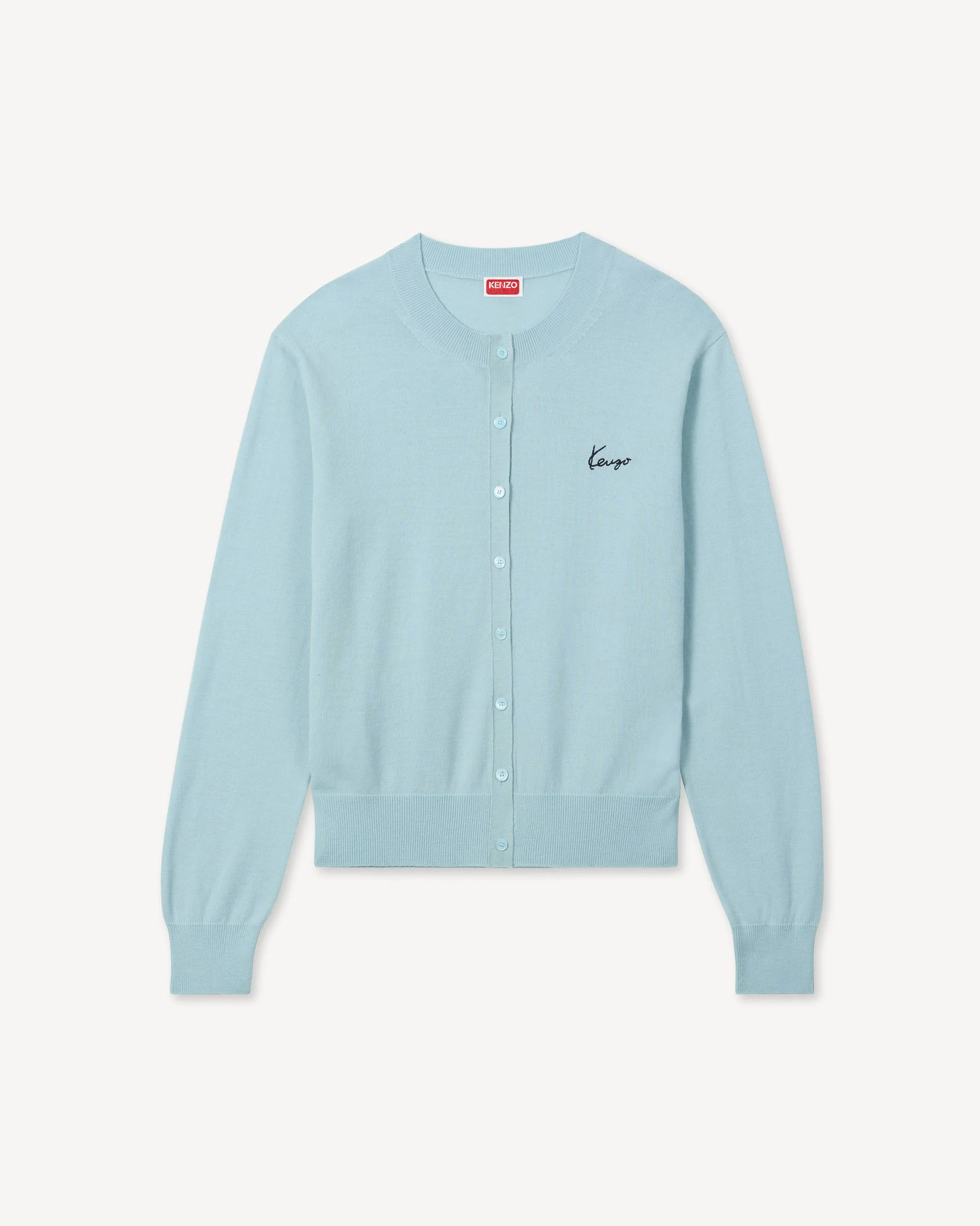 'KENZO Signature' embroidered cardigan in merino wool - 1