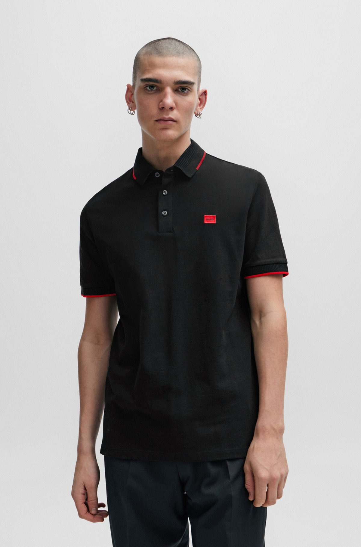 SLIM-FIT POLO SHIRT WITH RED LOGO LABEL - 2